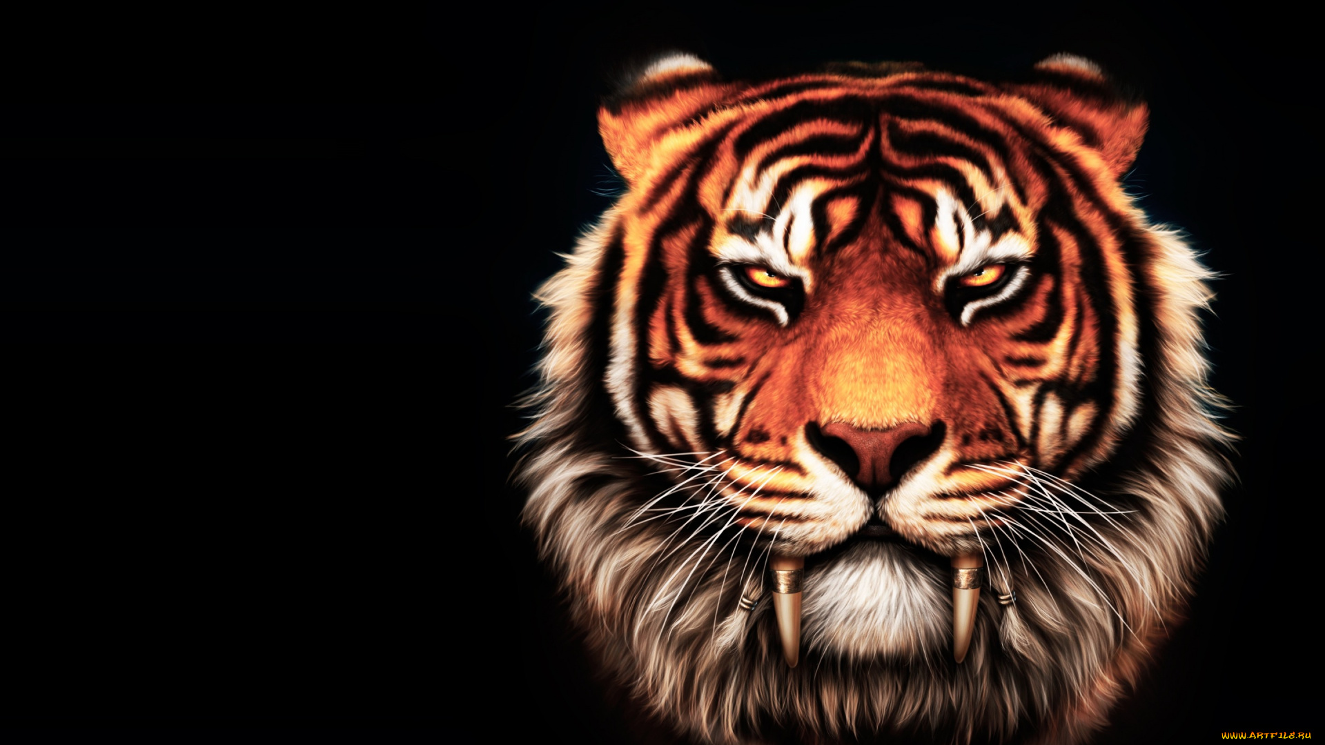 рисованное, животные, , тигры, тигр, фентези, арт, большая, кошка, вожак, старейший