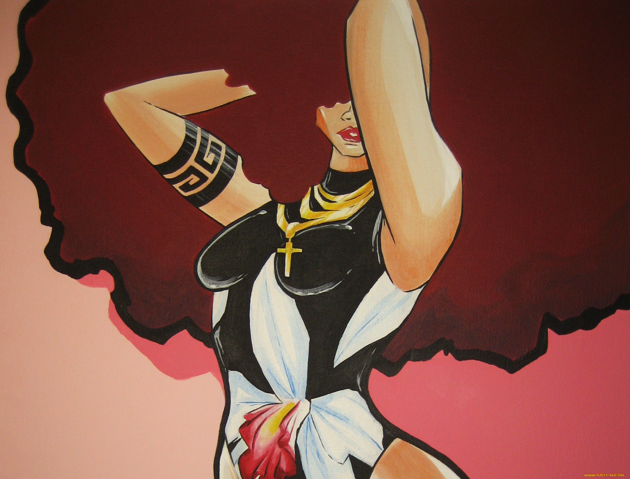 разное, арты, крест, женщина, тату