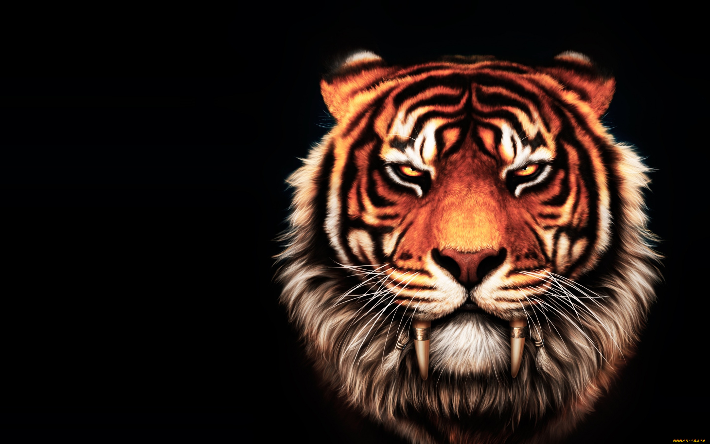 рисованное, животные, , тигры, тигр, фентези, арт, большая, кошка, вожак, старейший