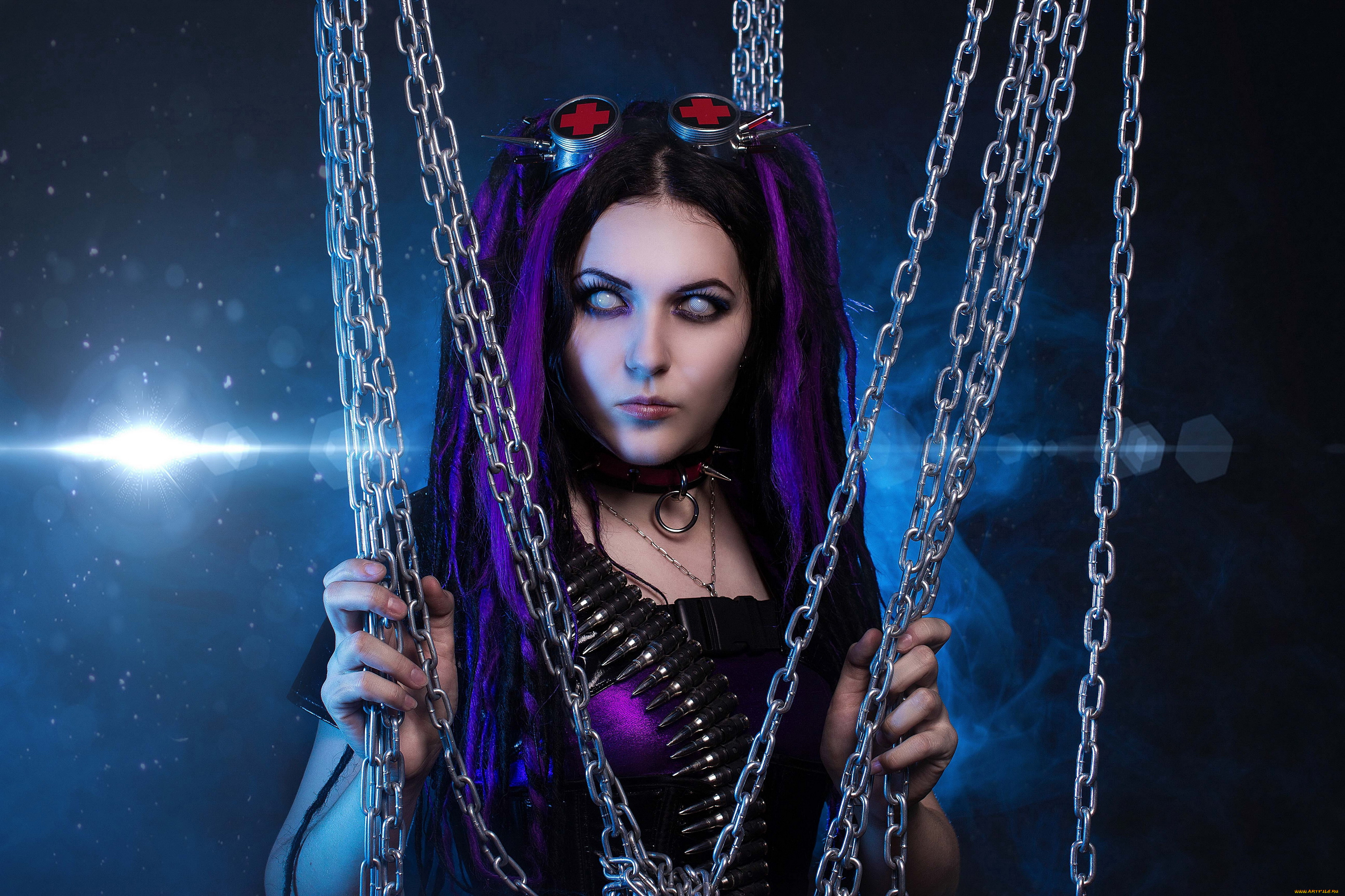 разное, cosplay, , косплей, взгляд, фон, девушка, цепь, униформа