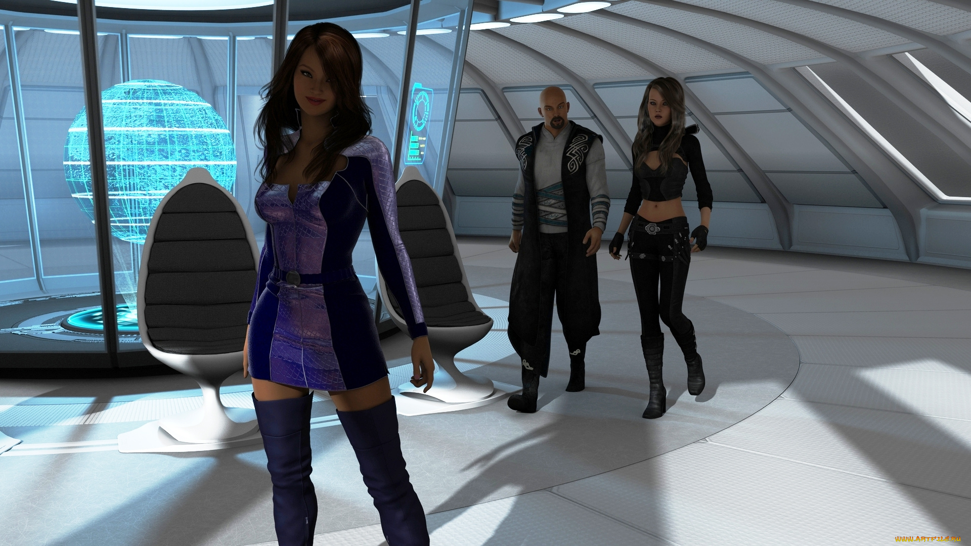 3д, графика, фантазия, , fantasy, фон, девушки, взгляд