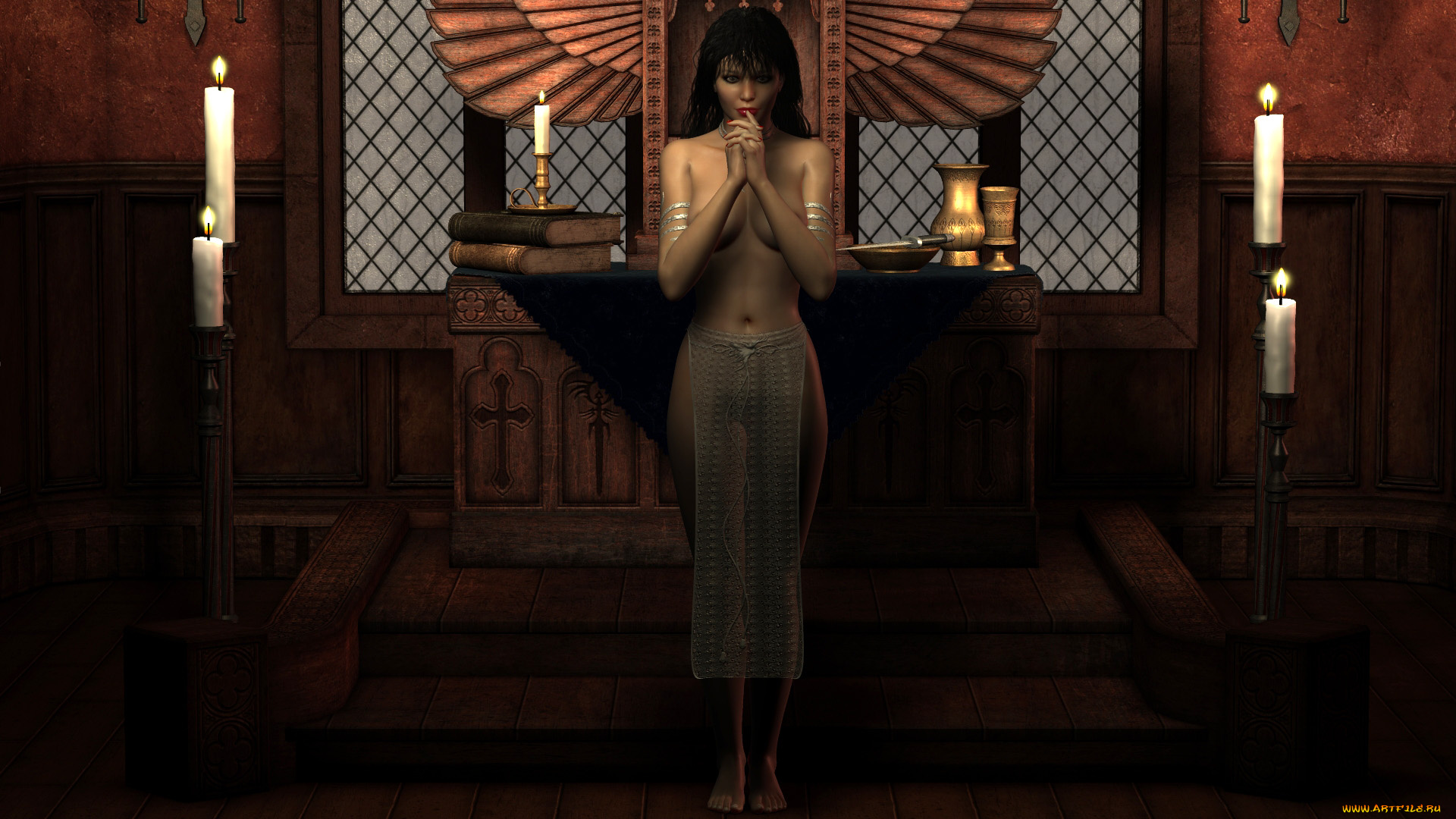 3д, графика, фантазия, , fantasy, фон, взгляд, девушка