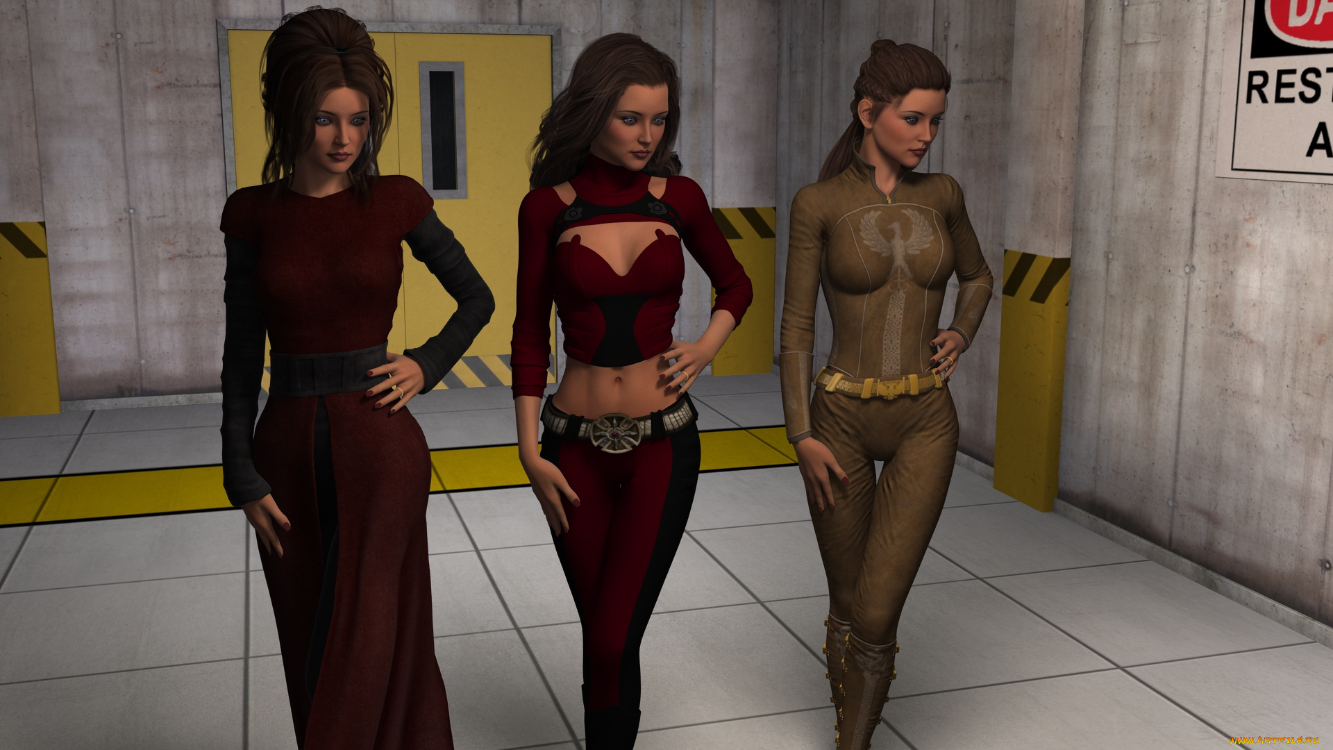 3д, графика, люди, , people, взгляд, фон, девушки