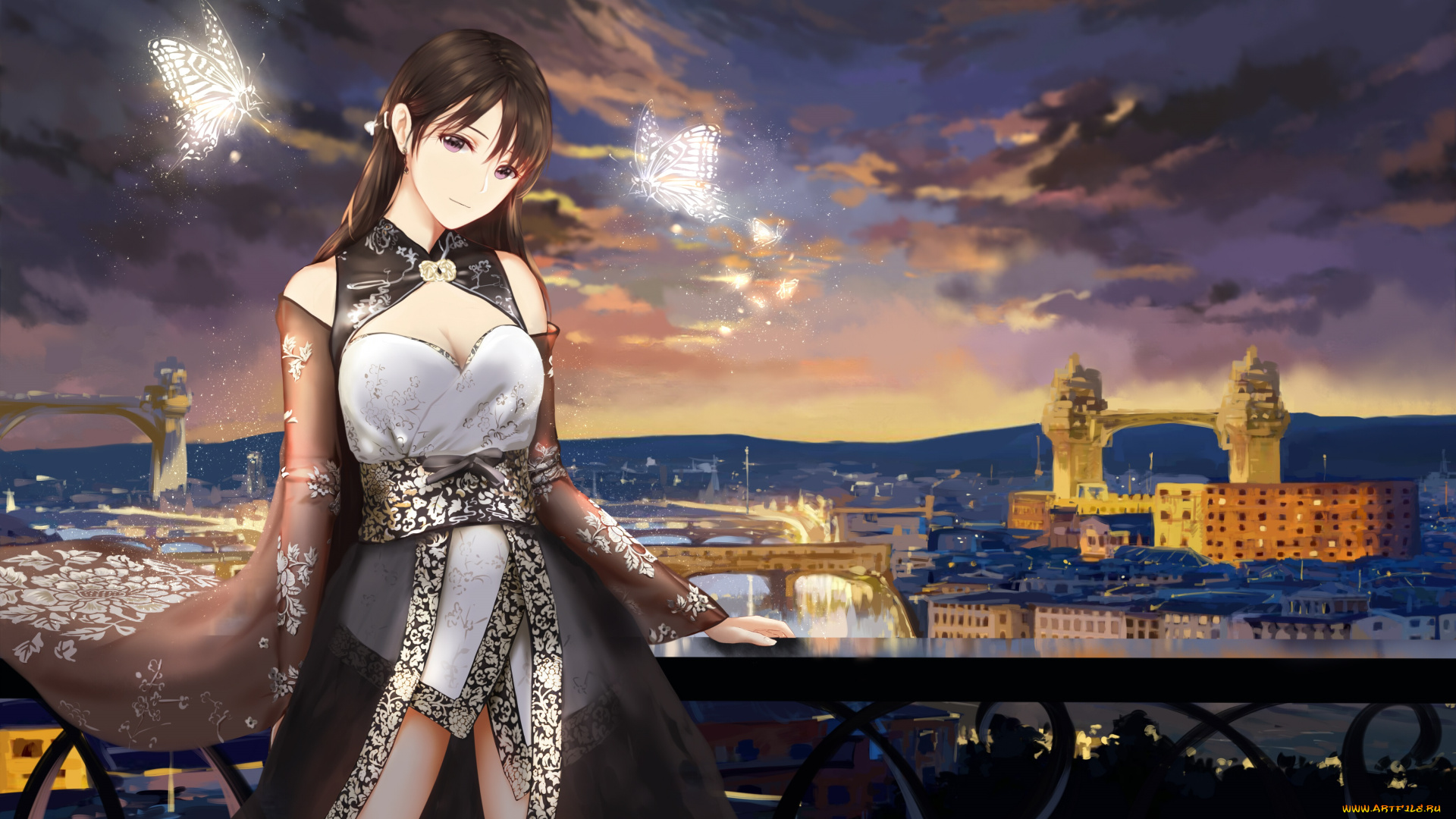 аниме, город, , улицы, , интерьер, , здания, девушка