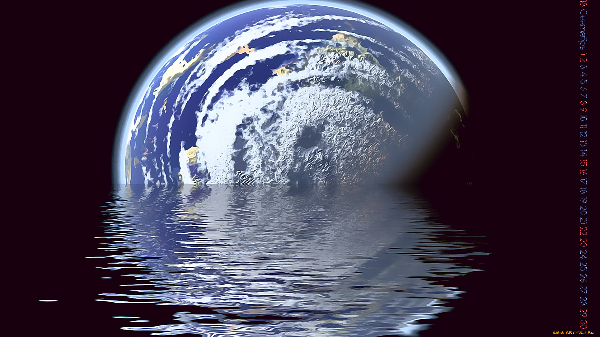 календари, фэнтези, планета, водоем