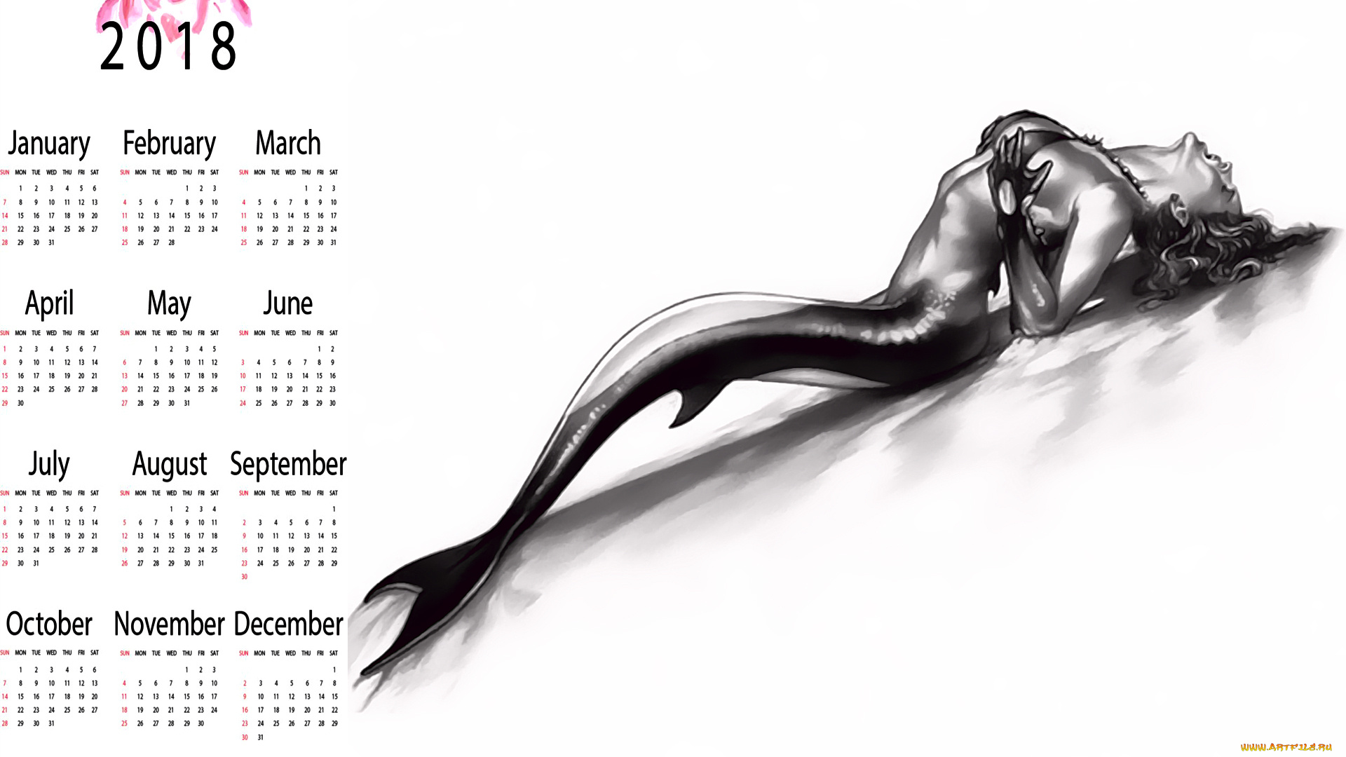 календари, фэнтези, русалка