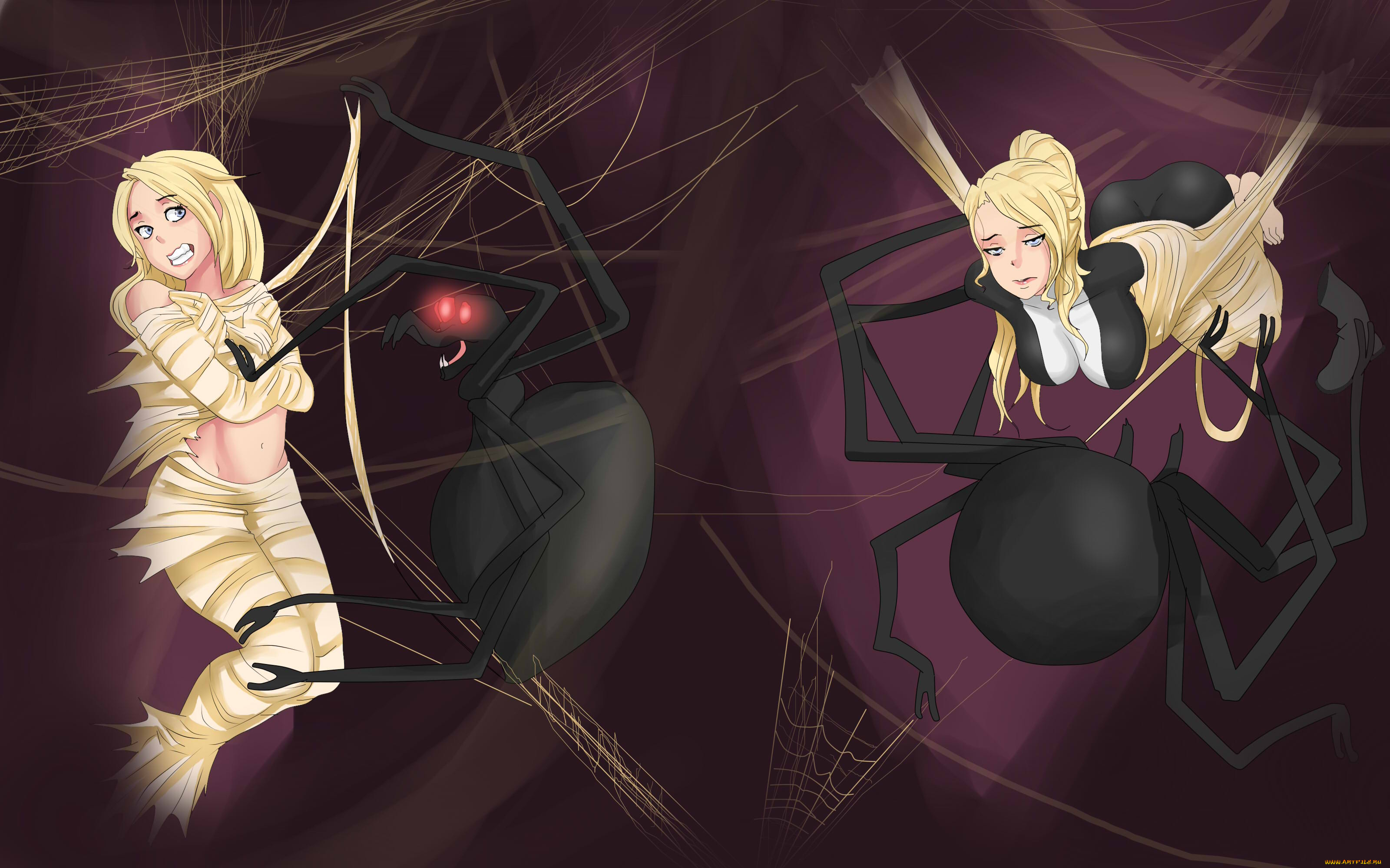 векторная, графика, мультфильмы, , cartoons, паук, девушка