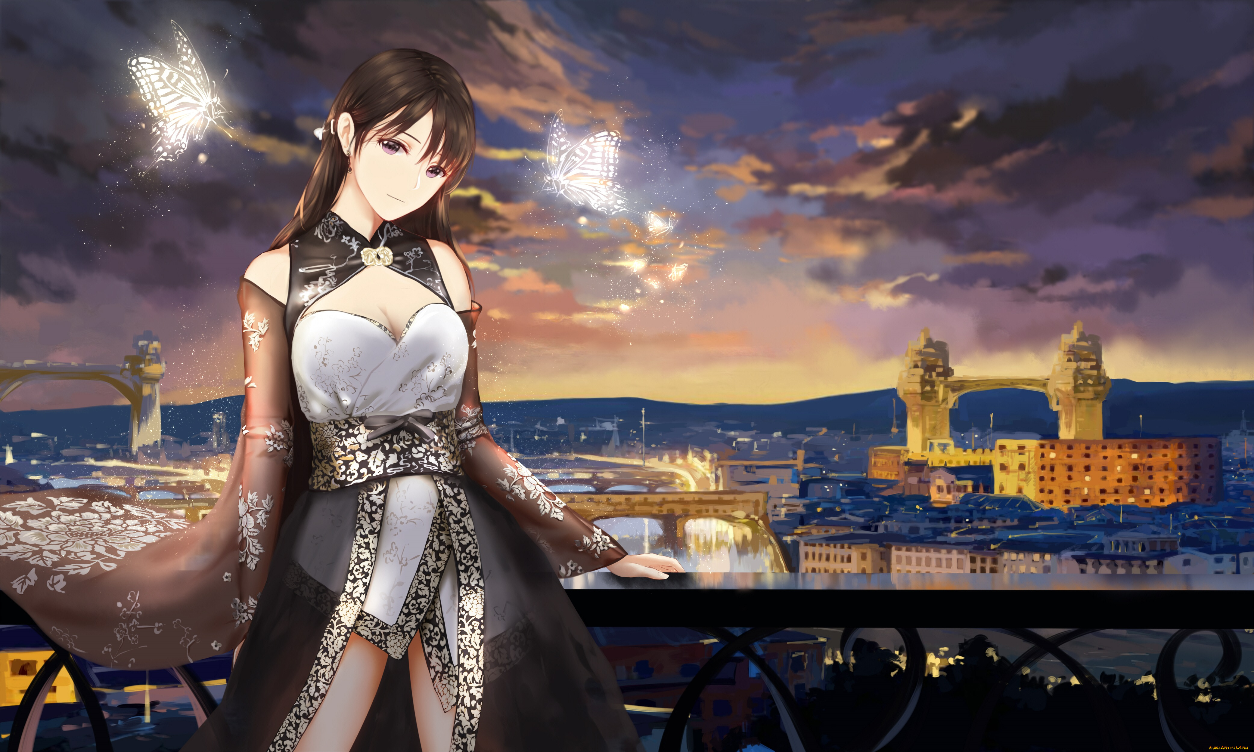 аниме, город, , улицы, , интерьер, , здания, девушка