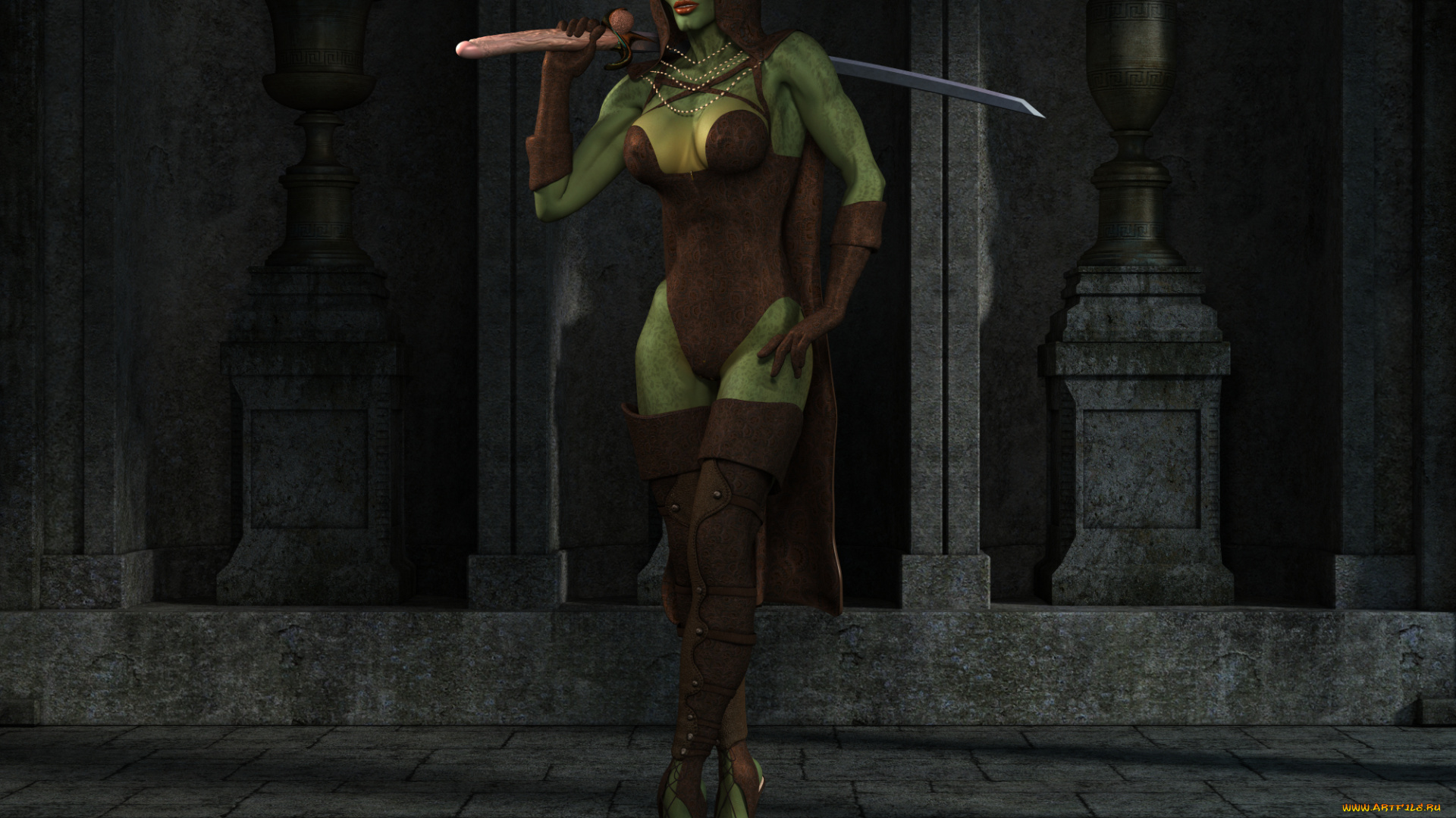 3д, графика, фантазия, , fantasy, девушка, фон, взгляд