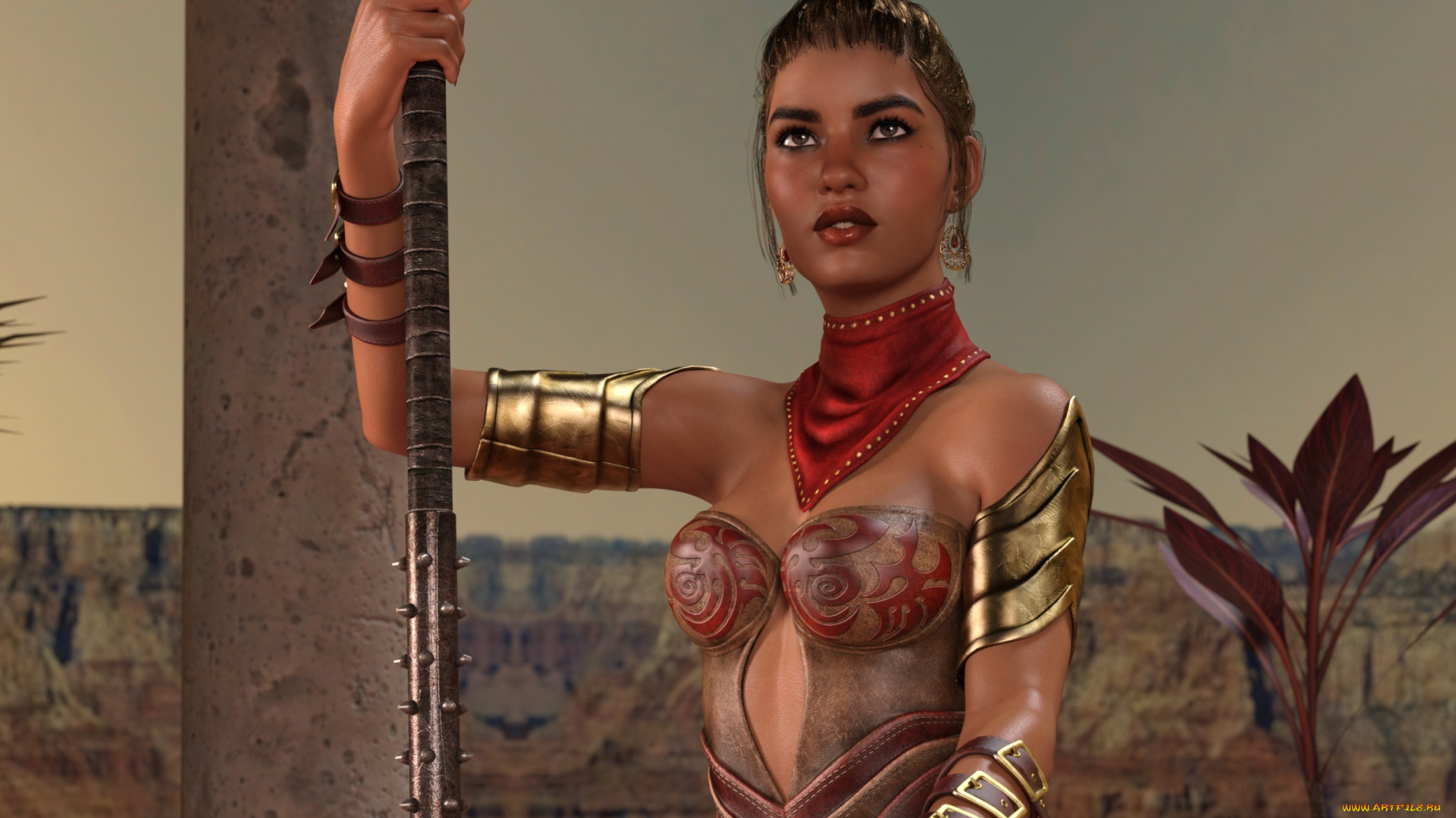 3д, графика, фантазия, , fantasy, фон, взгляд, девушка