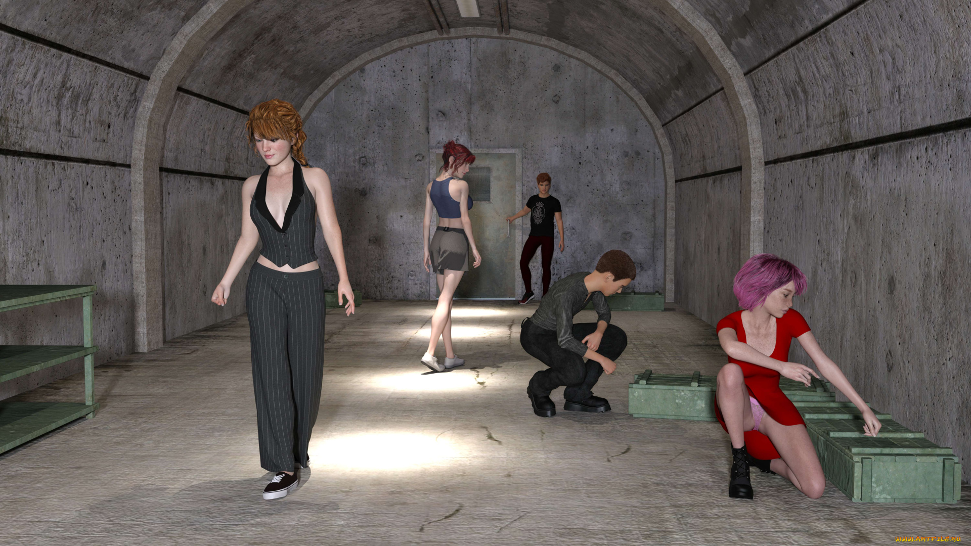 3д, графика, люди, , people, девушки, взгляд, фон