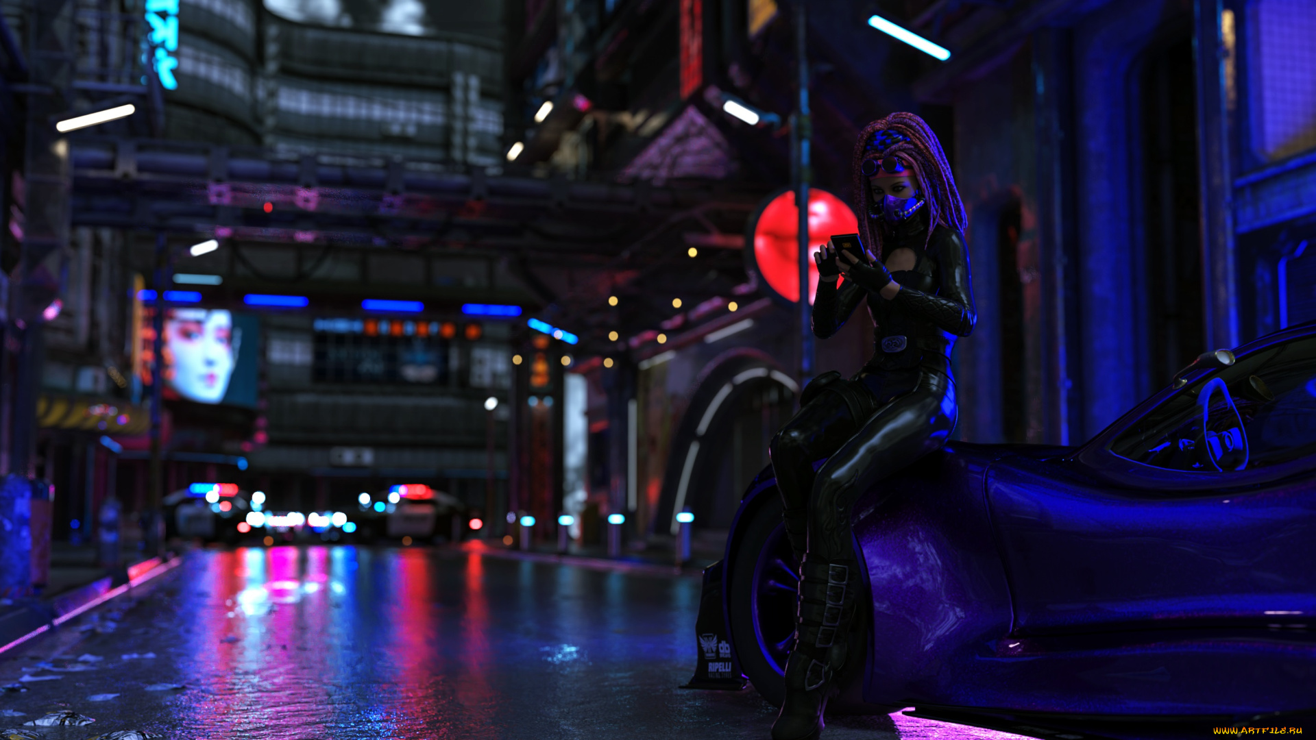 3д, графика, люди-авто, мото, , people-, car, , , moto, фон, взгляд, девушка