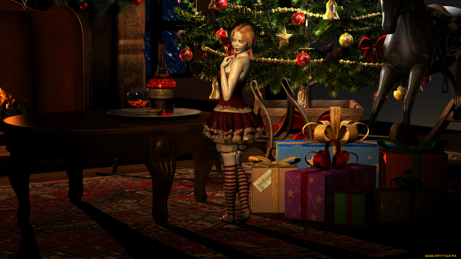 3д, графика, праздники, , holidays, взгляд, фон, девушка