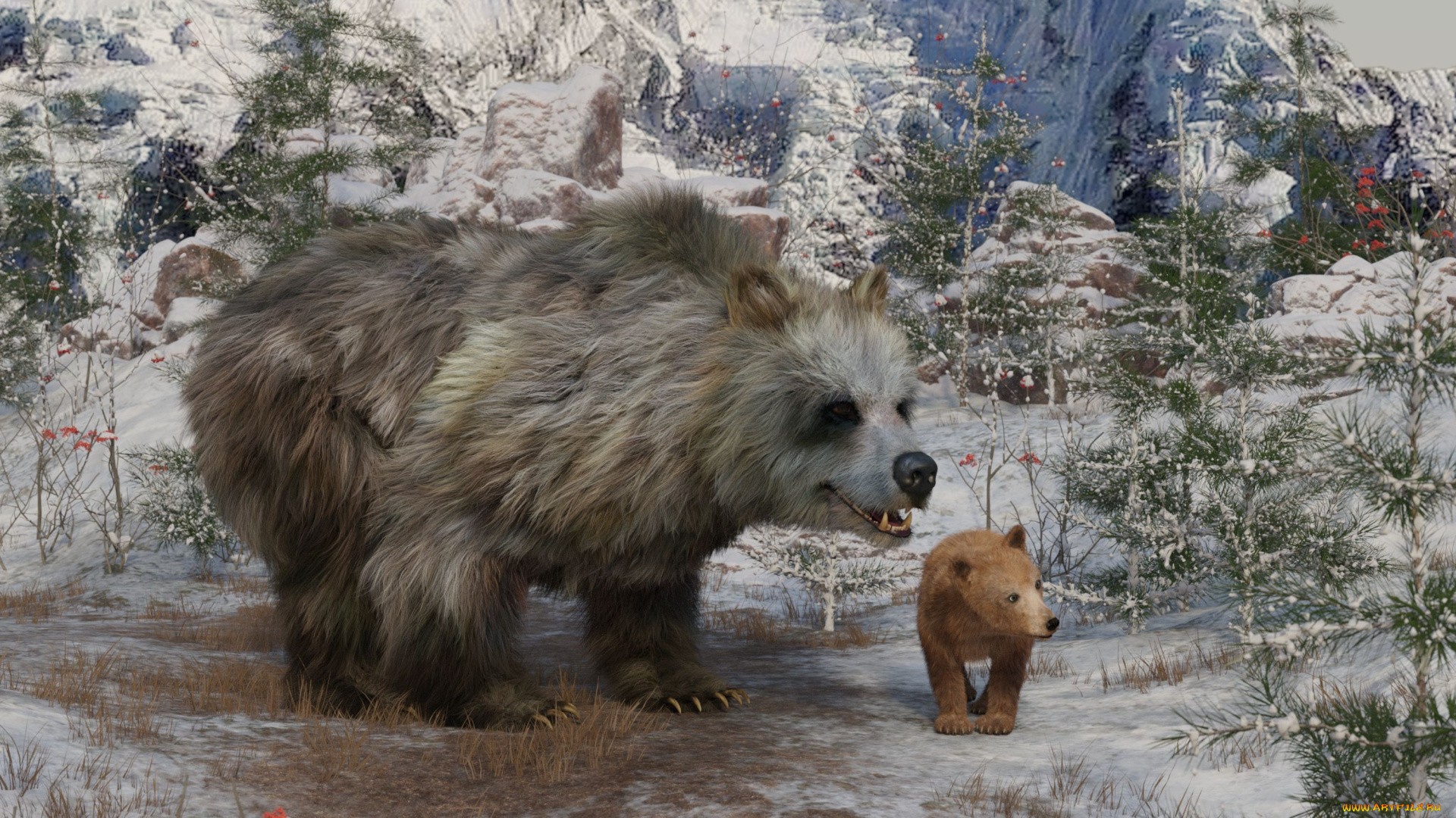 3д, графика, животные, , animals, медведь