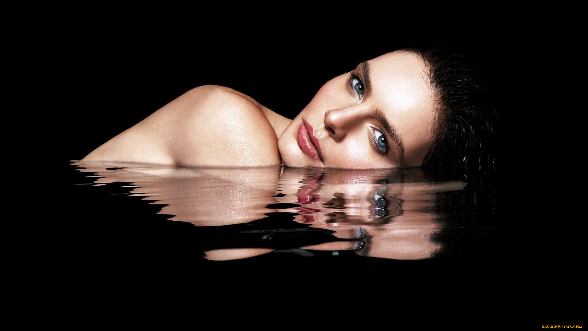 девушки, -unsort, , лица, , портреты, вода, лицо, брюнетка