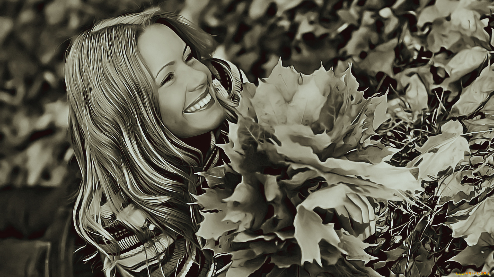 календари, компьютерный, дизайн, 2019, calendar, женщина, улыбка, девушка, листья