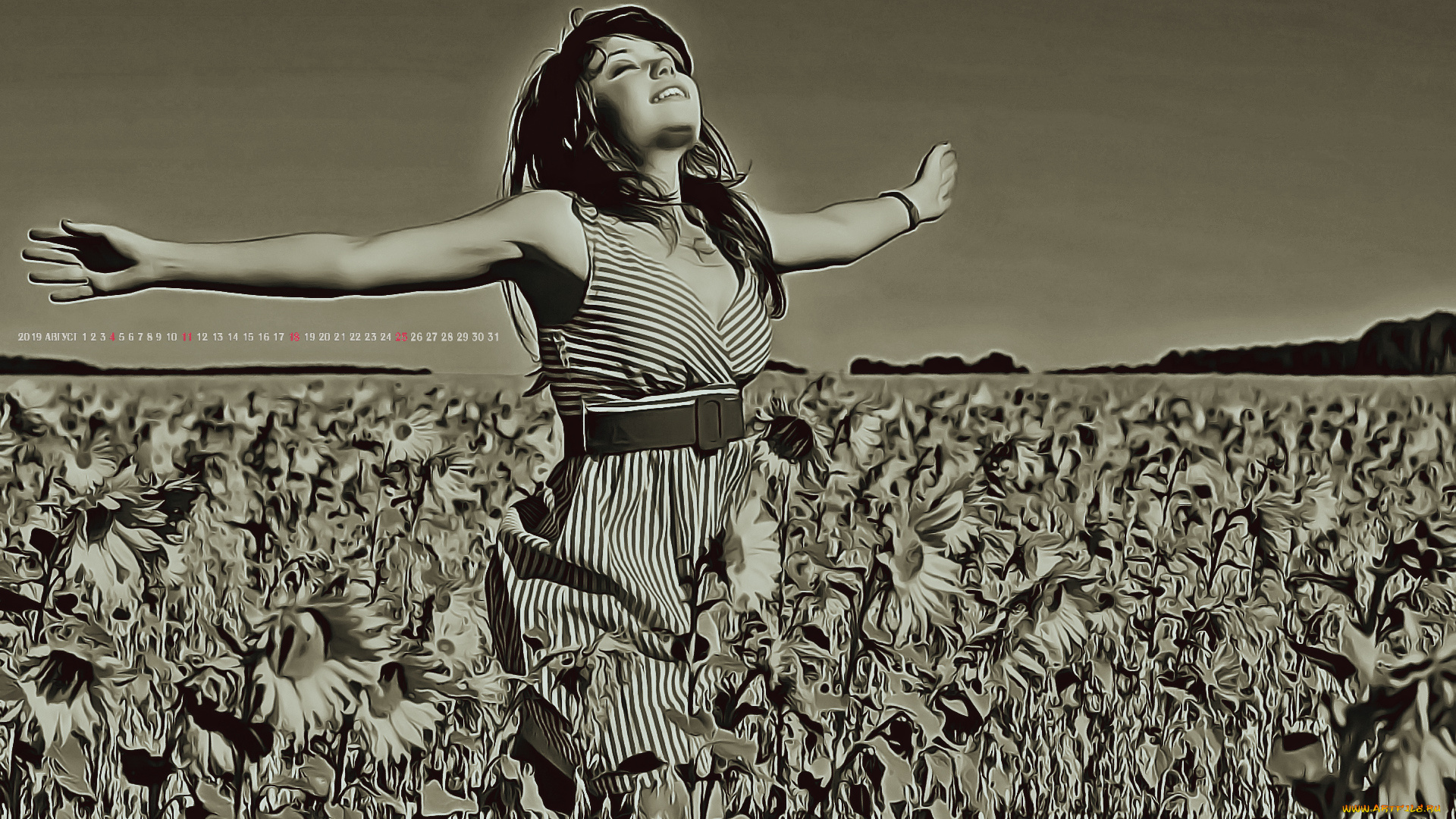 календари, компьютерный, дизайн, женщина, calendar, растение, цветы, девушка, поле, природа, 2019