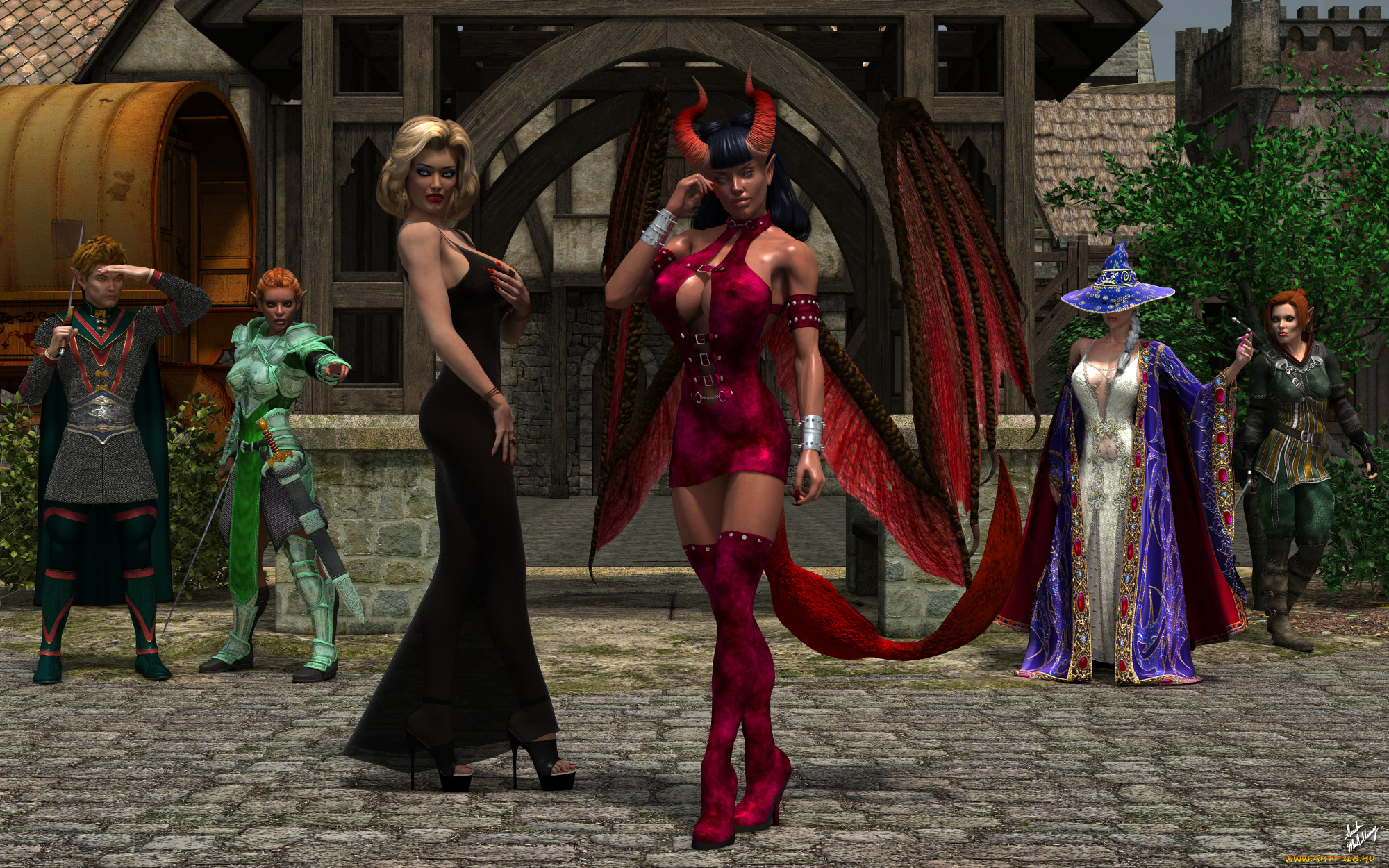 3д, графика, фантазия, , fantasy, взгляд, девушки, фон