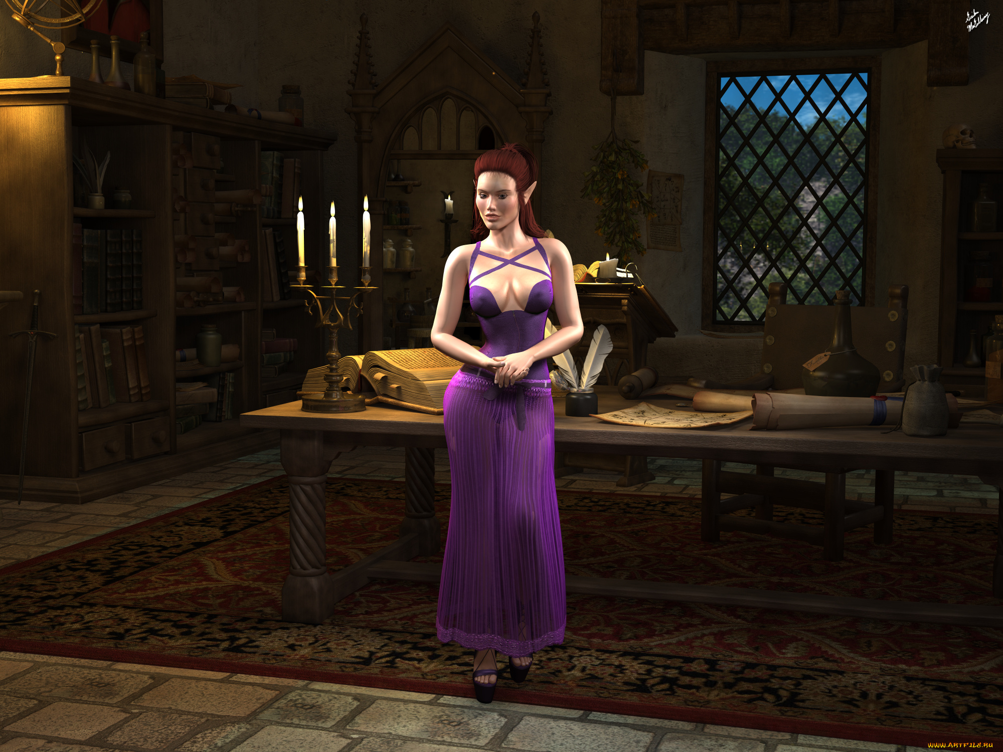 3д, графика, эльфы, , elves, взгляд, фон, эльфийка