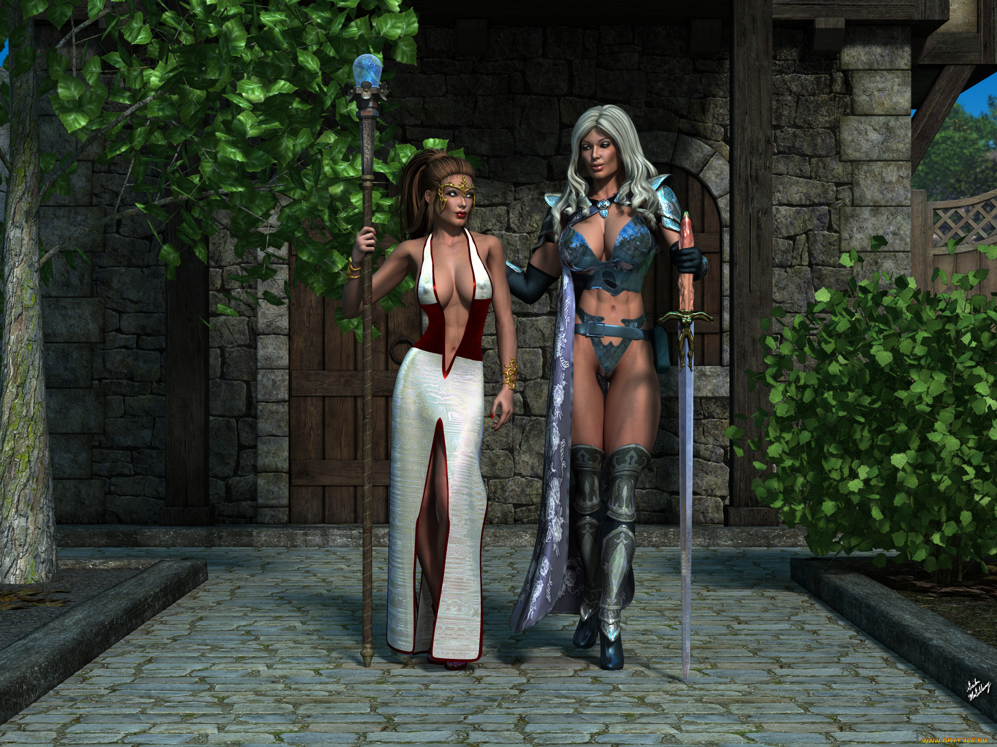 3д, графика, фантазия, , fantasy, фон, взгляд, девушки