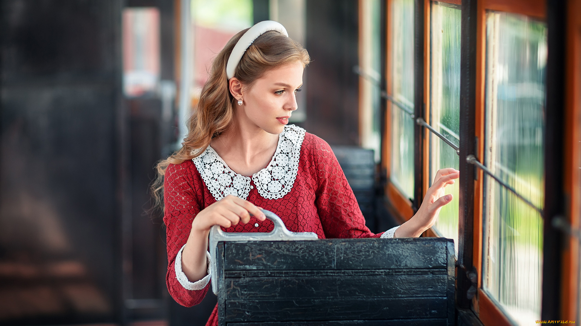 девушки, -, блондинки, , светловолосые, платье, кружевной, воротник