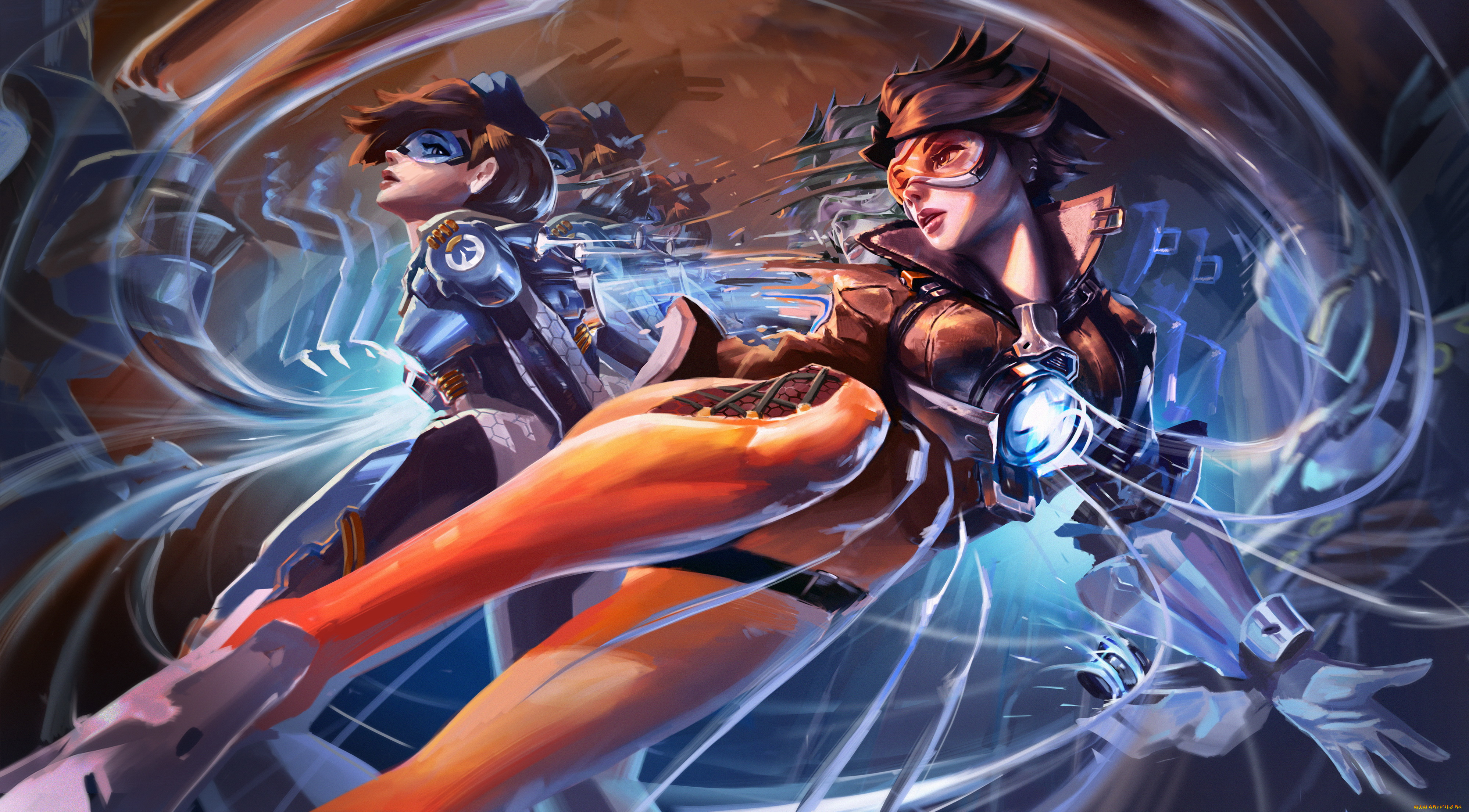 видео, игры, overwatch, девушки, фон, униформа