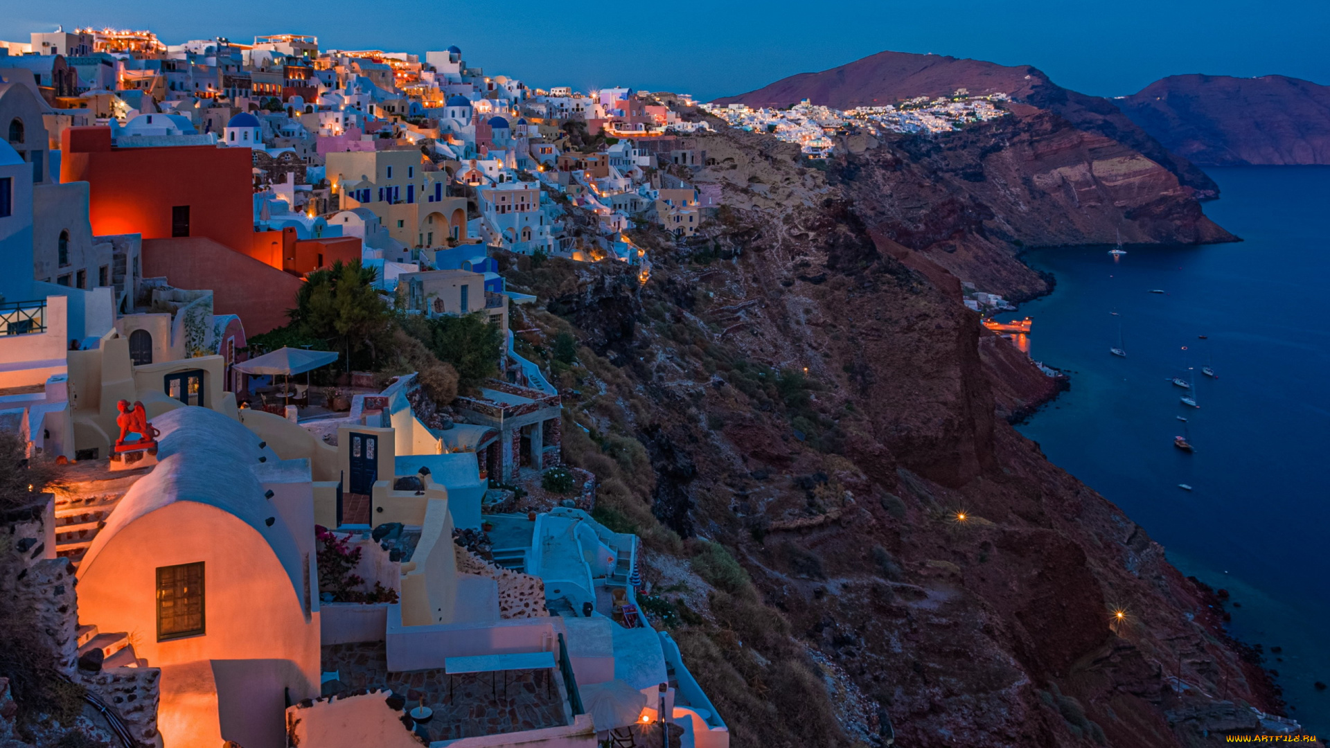 города, санторини, , греция, панорама