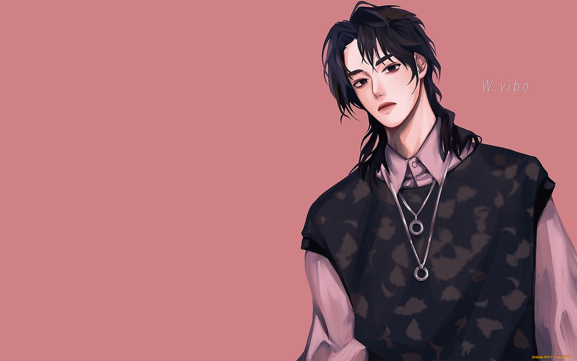 рисованное, люди, ван, ибо, рубашка, жилет