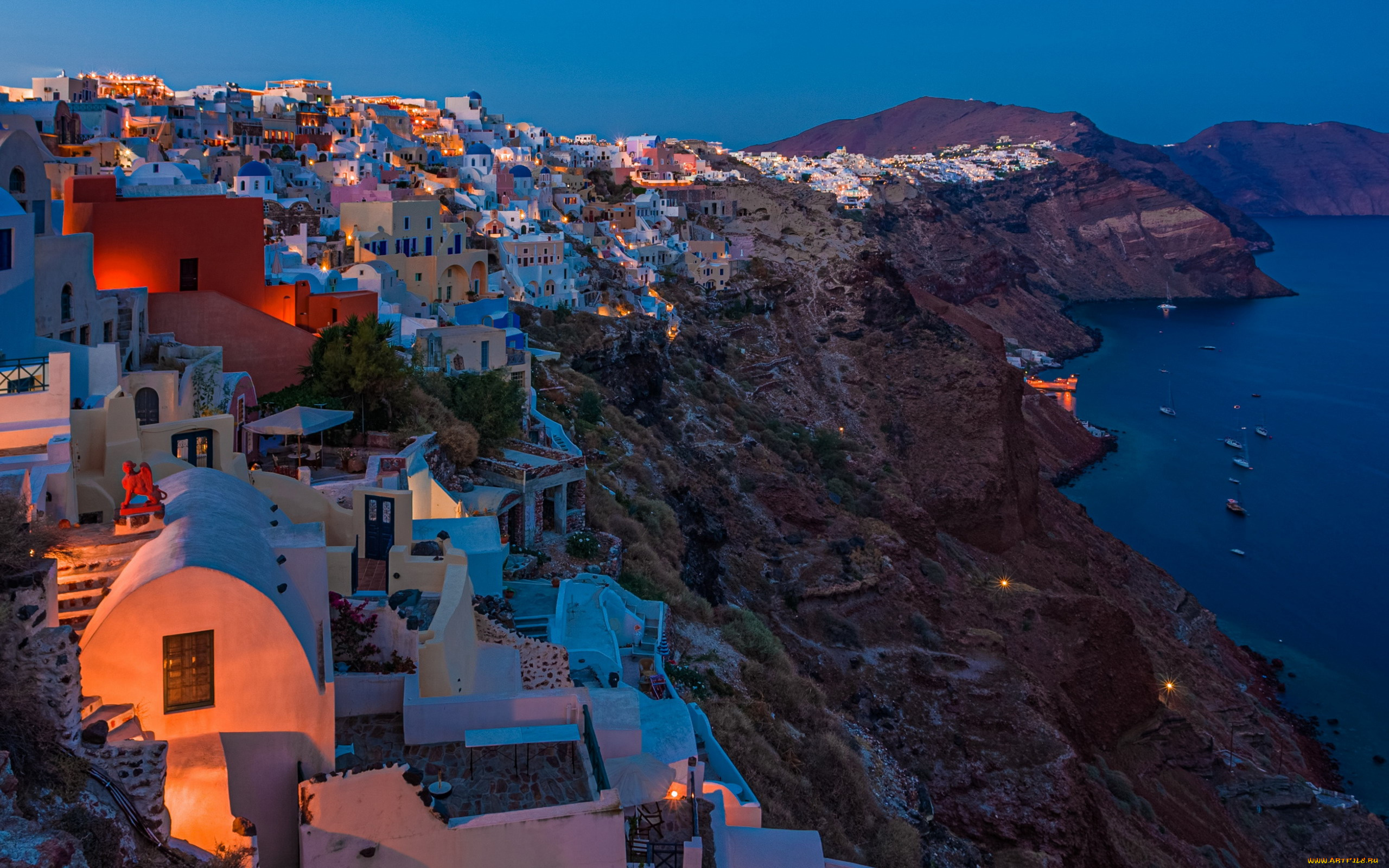 города, санторини, , греция, панорама