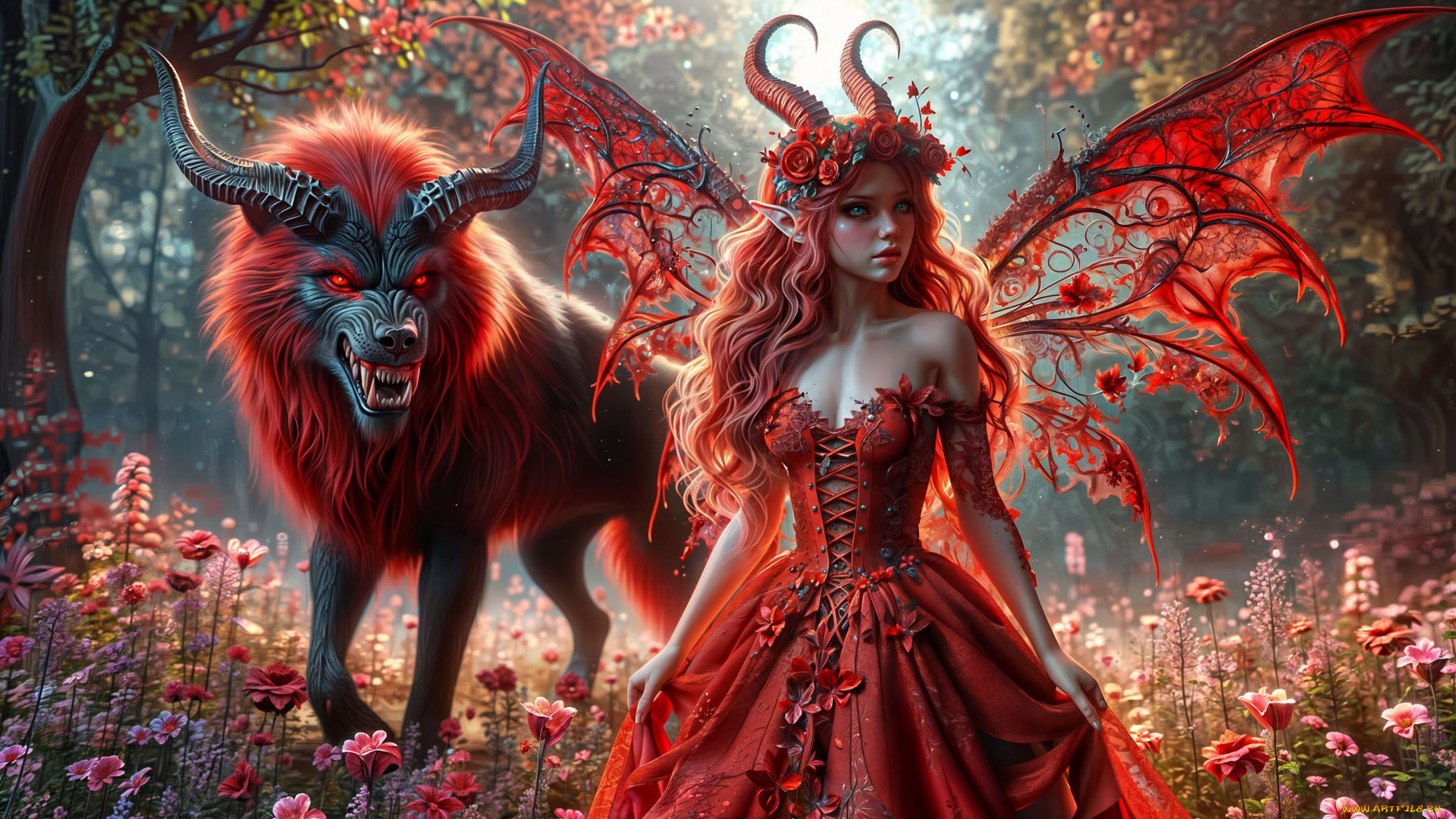 3д, графика, фантазия, , fantasy, девушка, тигр