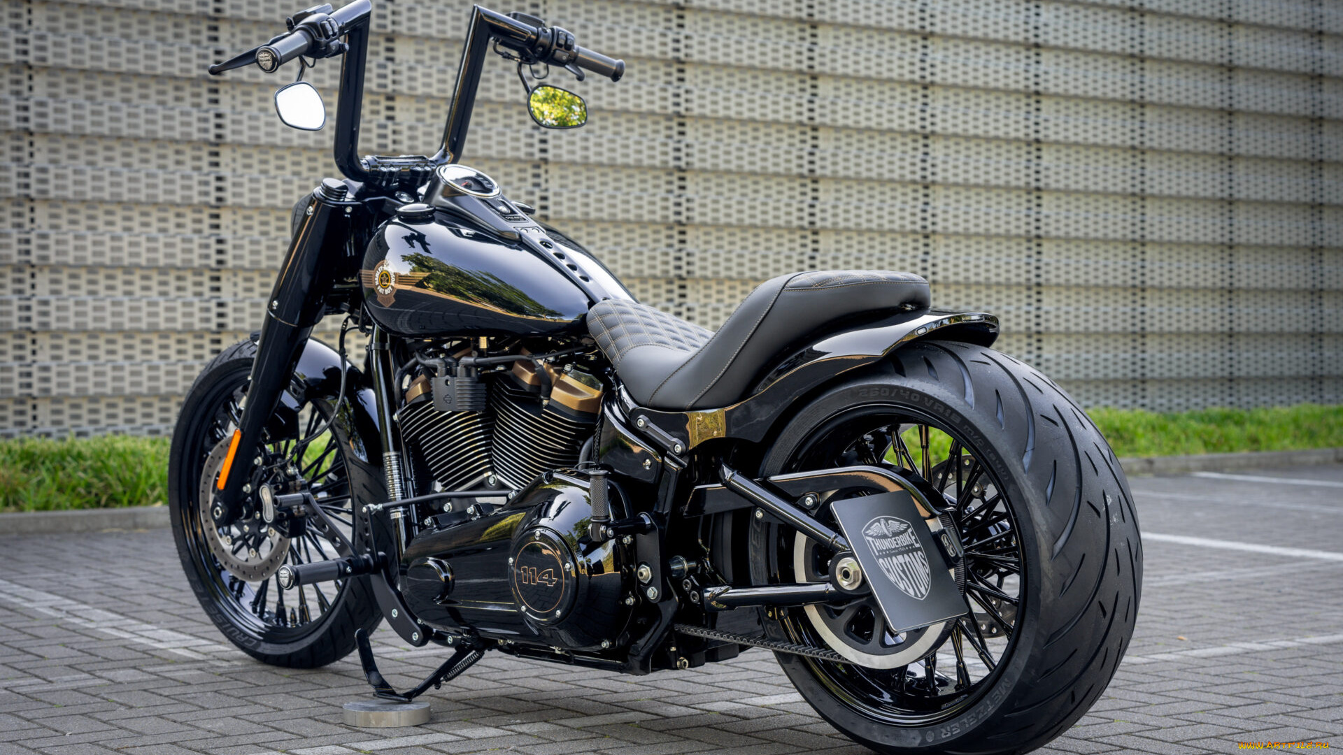 мотоциклы, harley-davidson, softail, fat, boy, 114, customized, custombikes, darkline, thirty