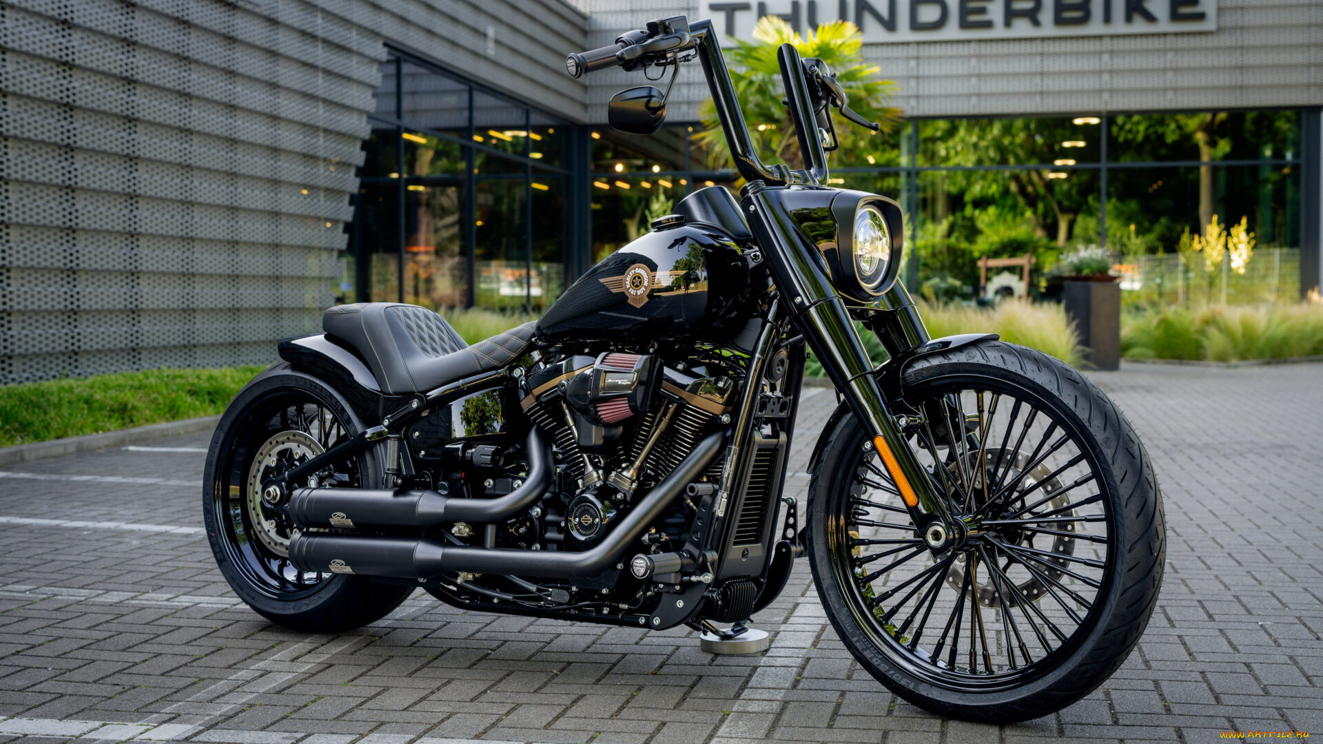 мотоциклы, harley-davidson, softail, fat, boy, 114, customized, custombikes, darkline, thirty