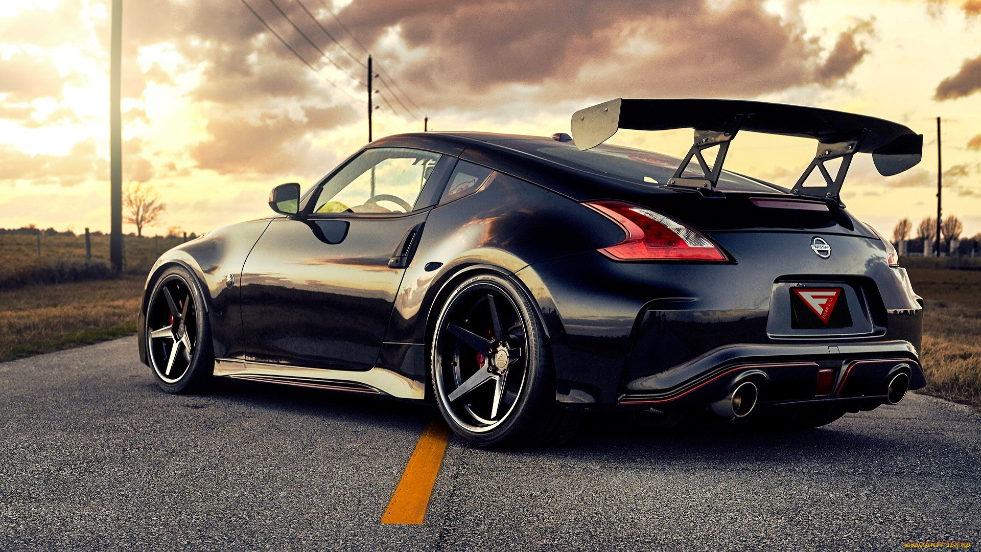 nissan, 370z, автомобили, nissan, datsun, черный, дорога, шоссе, тучи