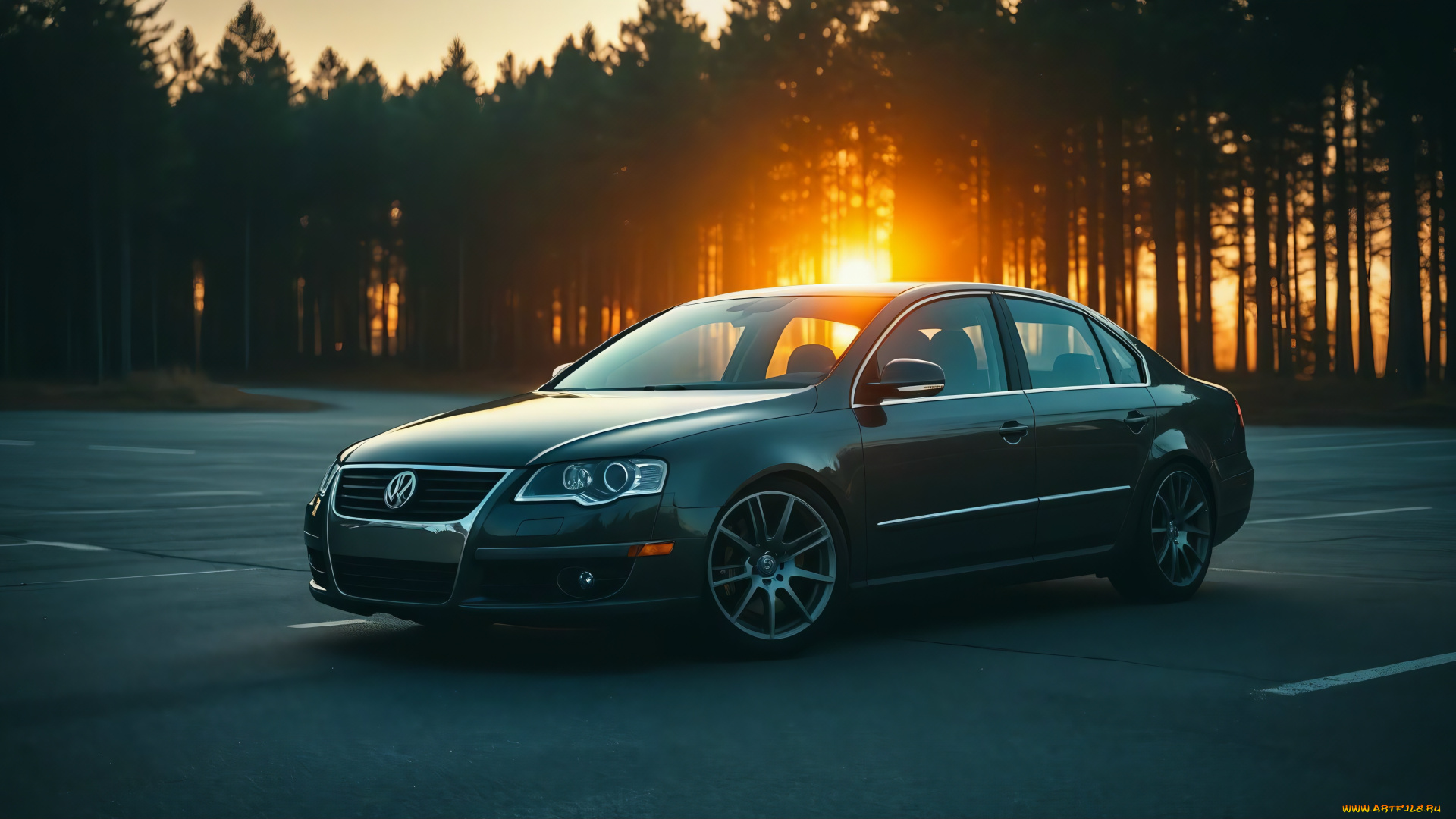 volkswagen, passat, b6, автомобили, volkswagen, passat, b6, sun, forest, ai, art