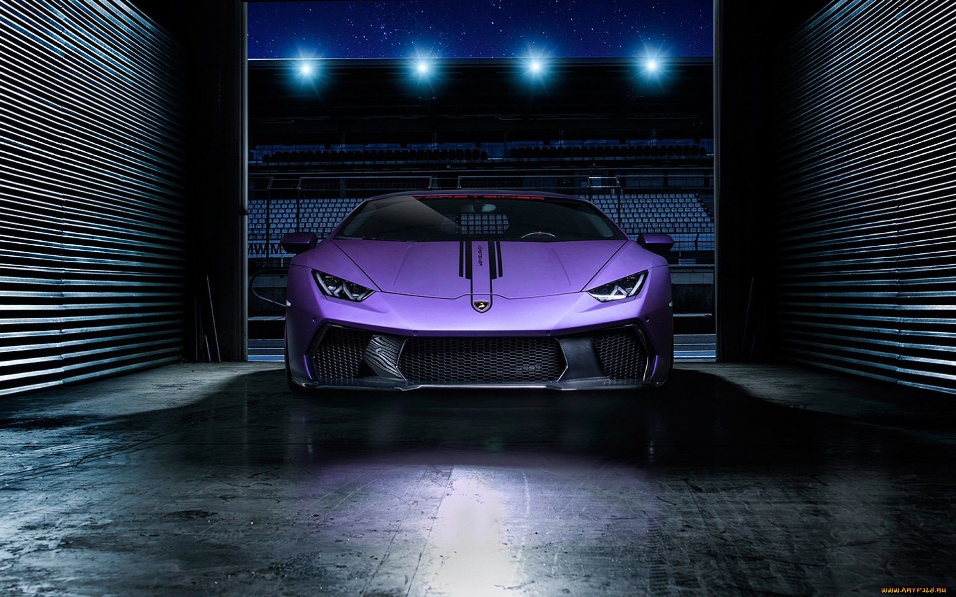 автомобили, lamborghini, фиолетовый, ворота, стадион