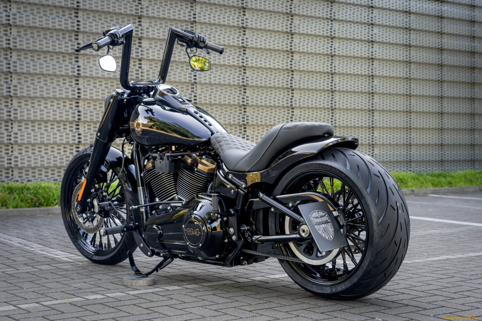 мотоциклы, harley-davidson, softail, fat, boy, 114, customized, custombikes, darkline, thirty