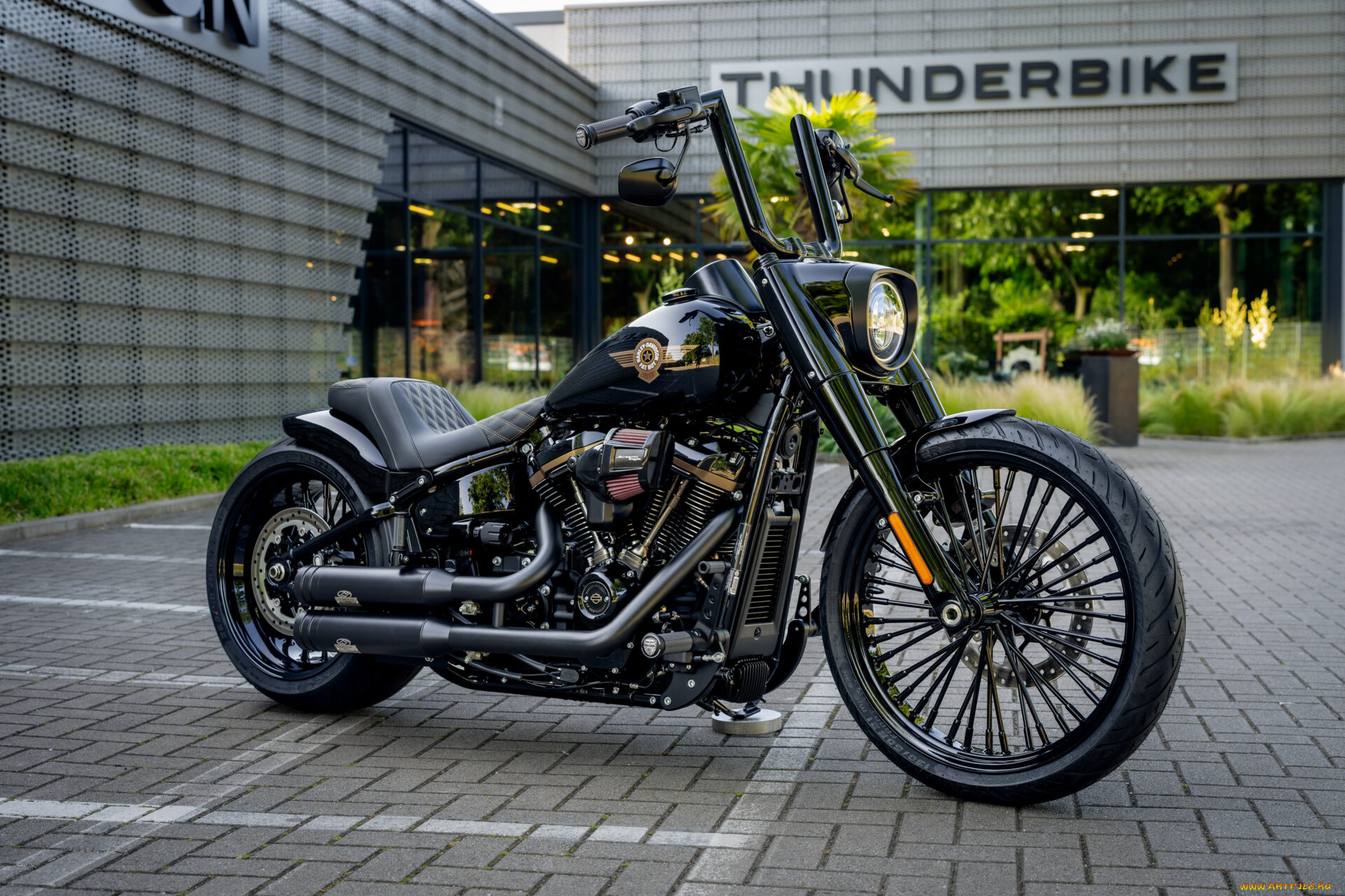 мотоциклы, harley-davidson, softail, fat, boy, 114, customized, custombikes, darkline, thirty