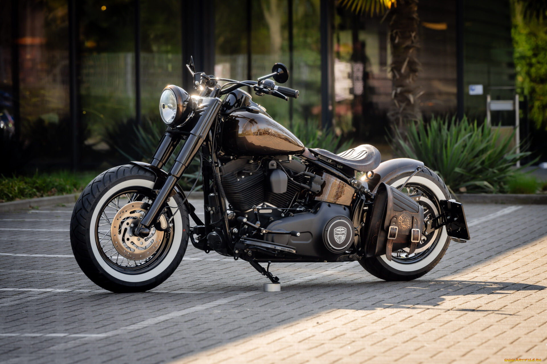 мотоциклы, harley-davidson, softail, slim, customized, custombikes, simple