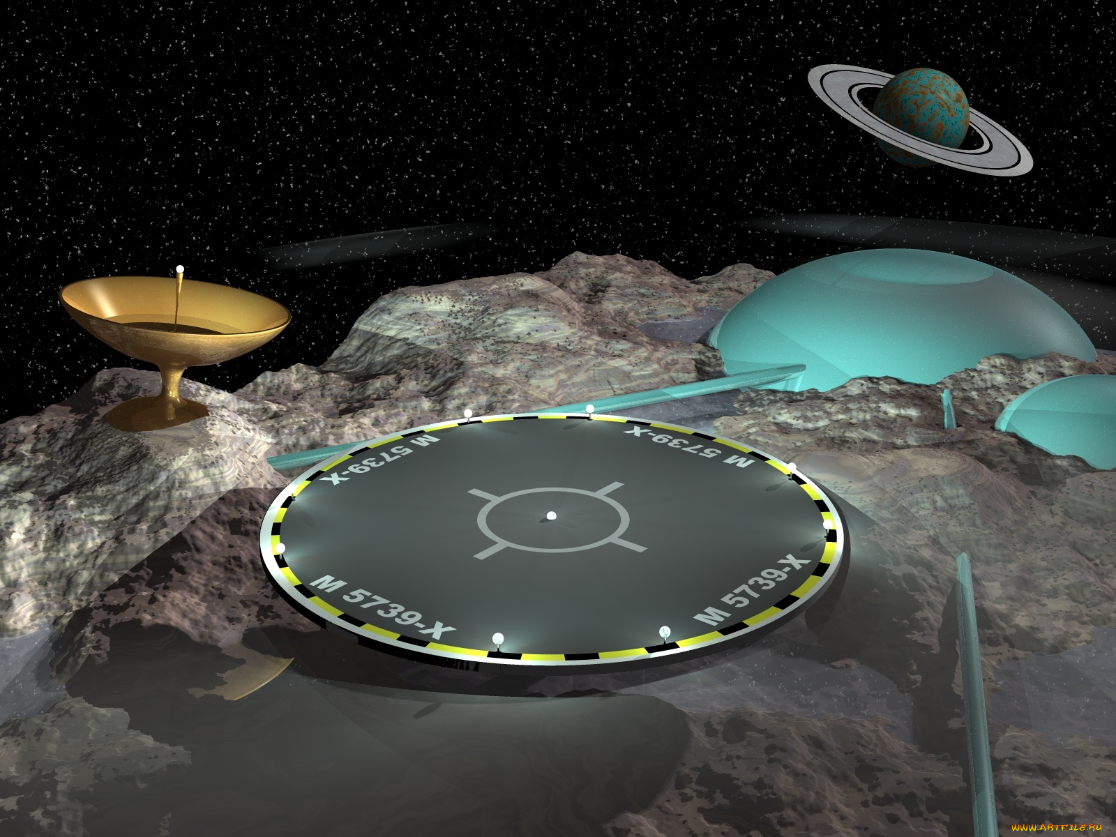 космос, арт, антена, поверхность, планета