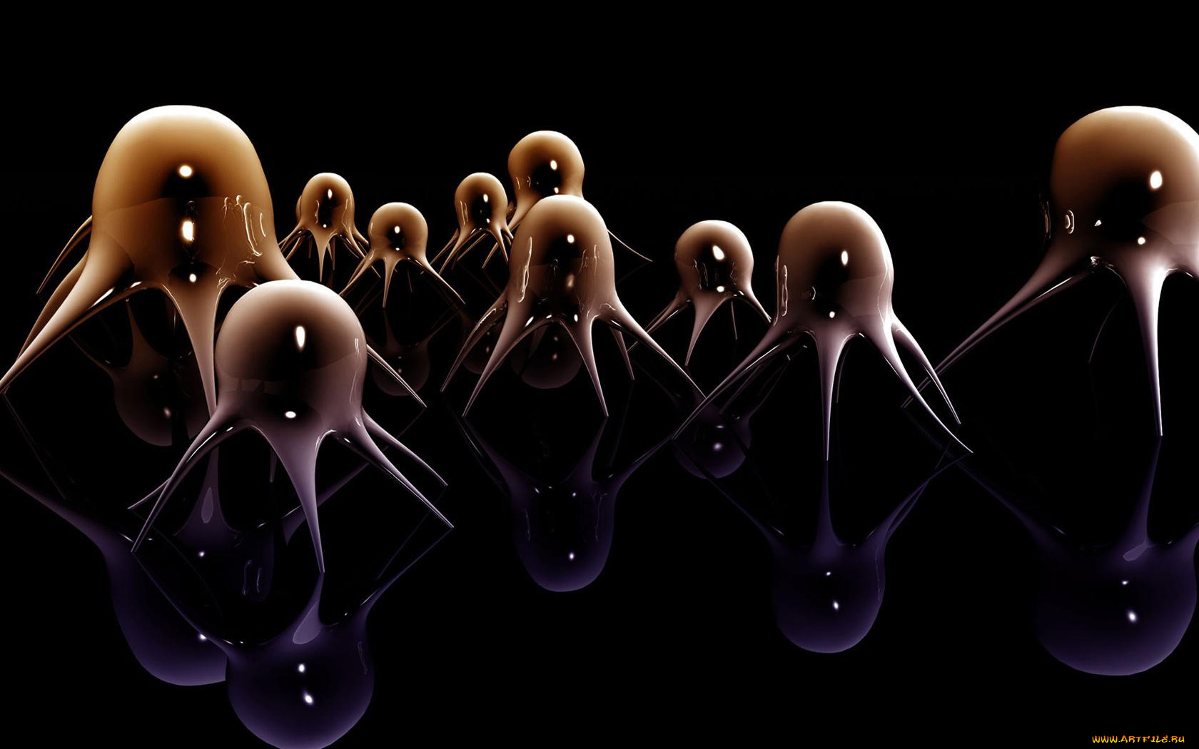 3д, графика, fractal, фракталы, осьминоги