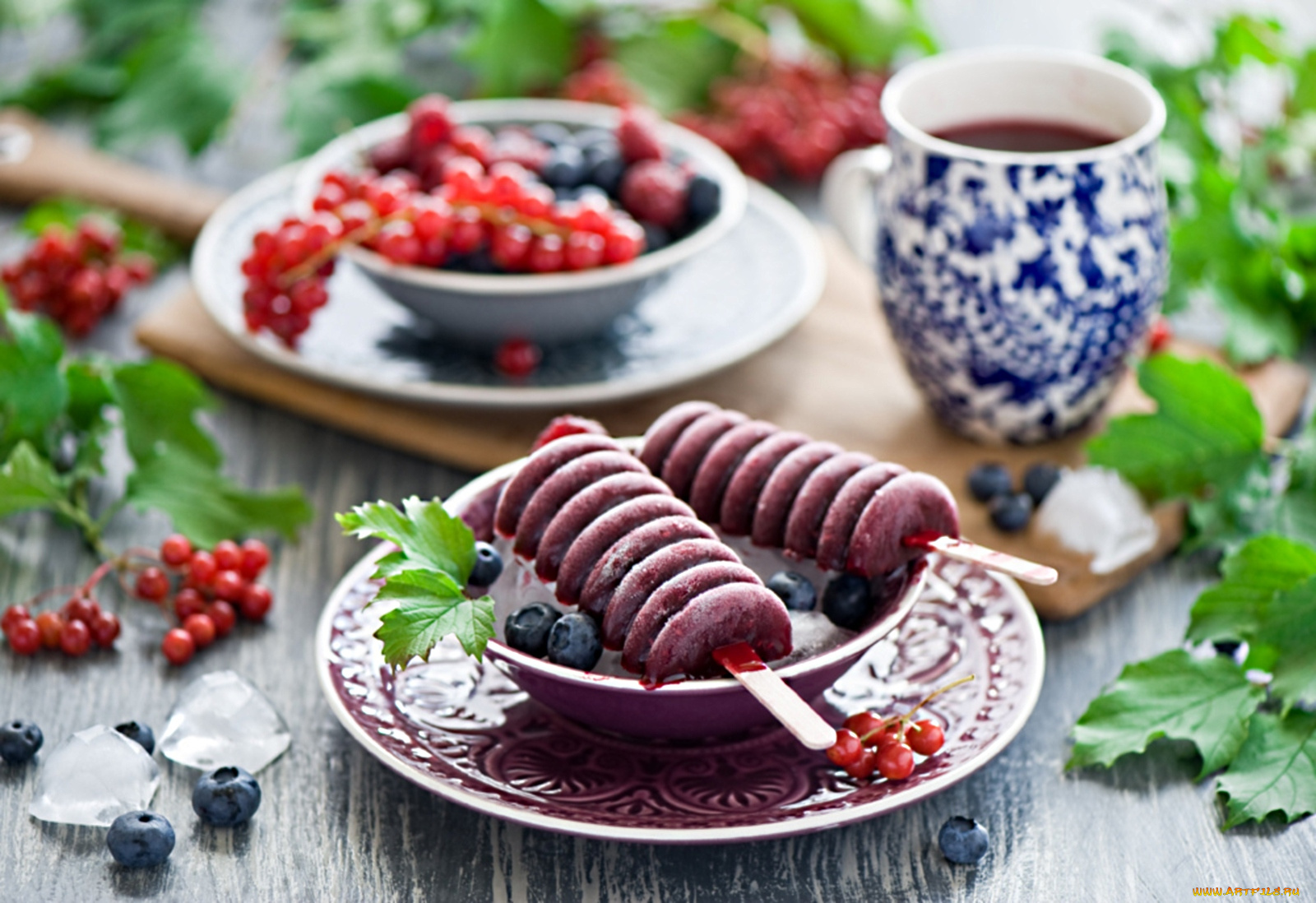 еда, мороженое, десерты, ягоды