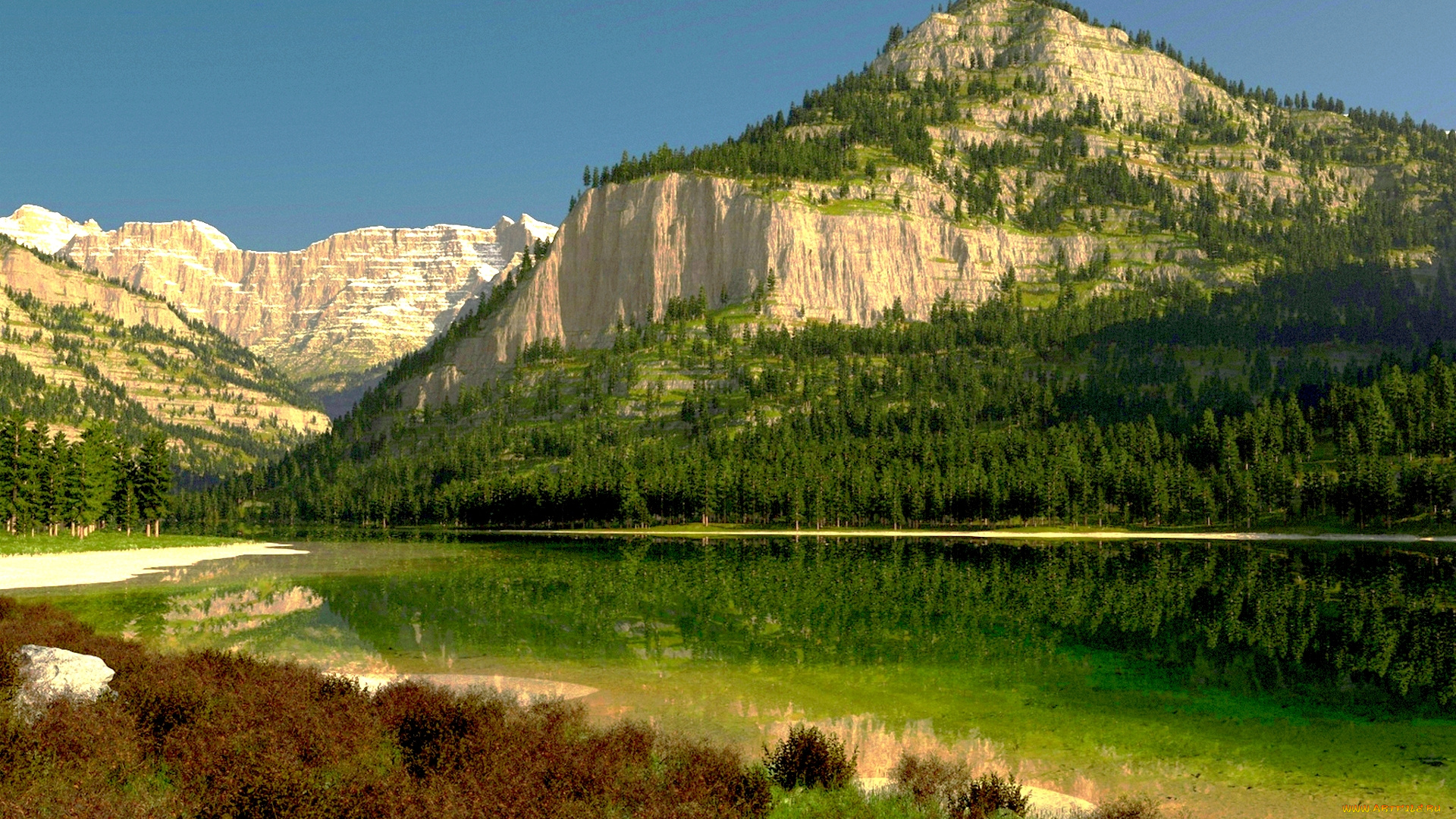 forest, lake, природа, реки, озера, озеро, леса, горы