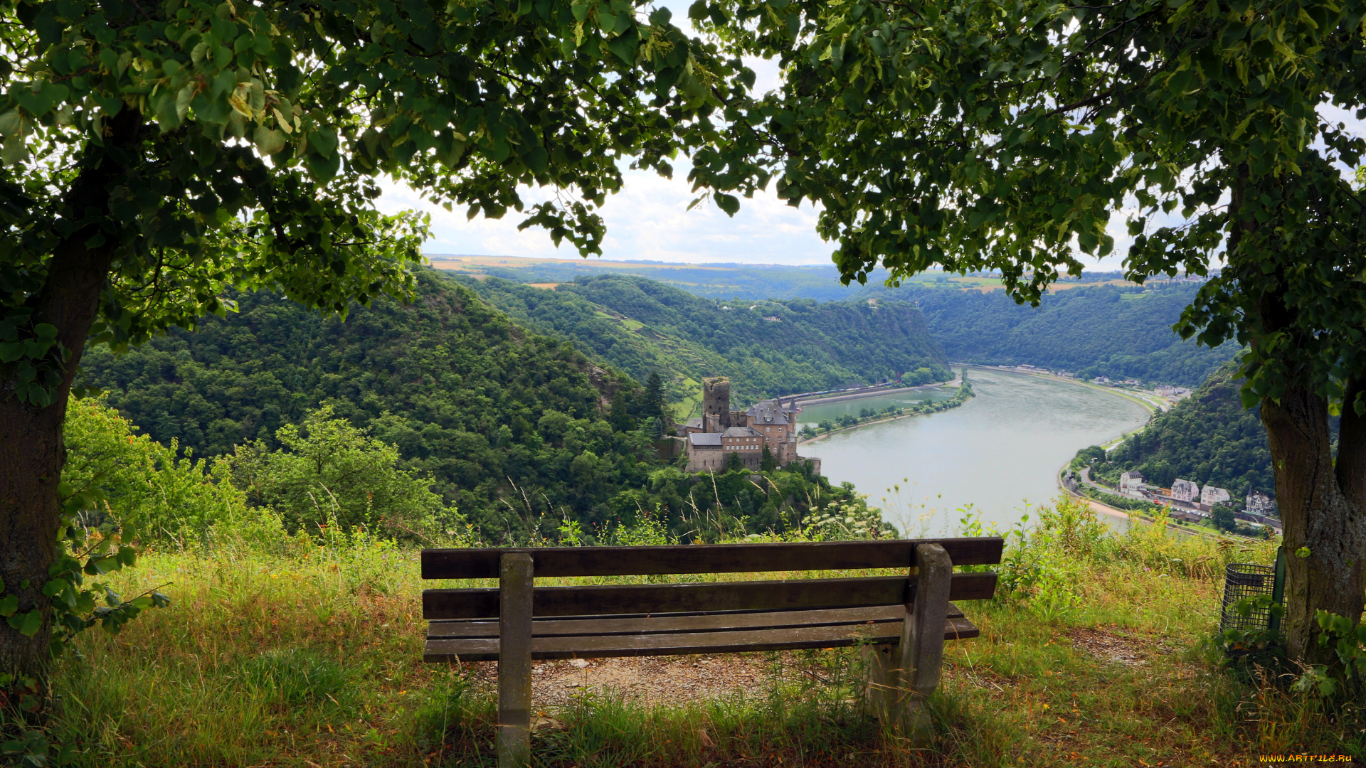 германия, санкт, гоарсхаузен, природа, пейзажи, река, скамейка