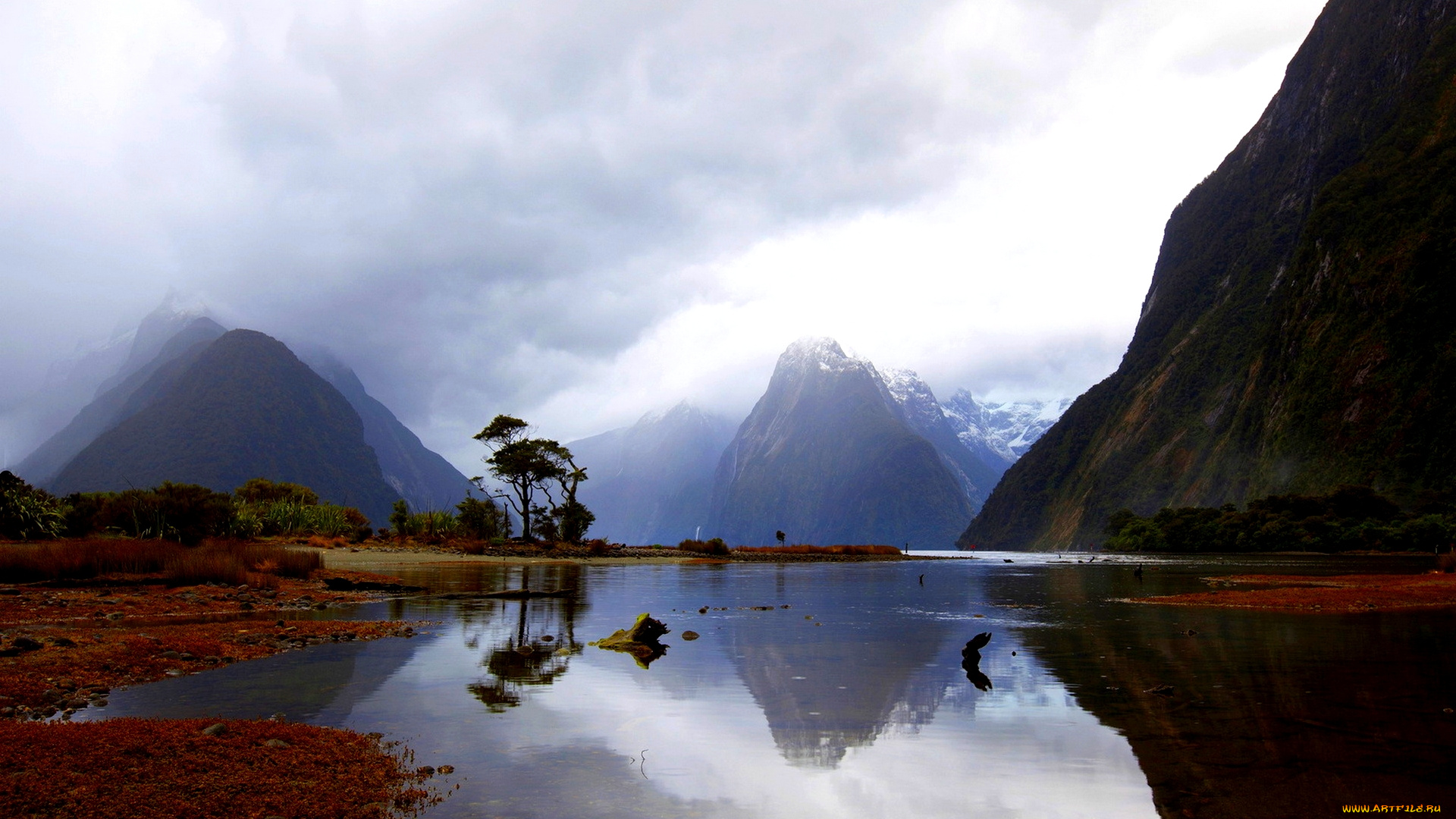 mountain, lake, природа, реки, озера, озеро, горы, отражение, дымка