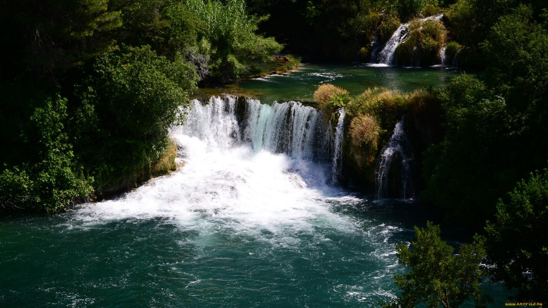 природа, водопады, водопад, вода, зелень