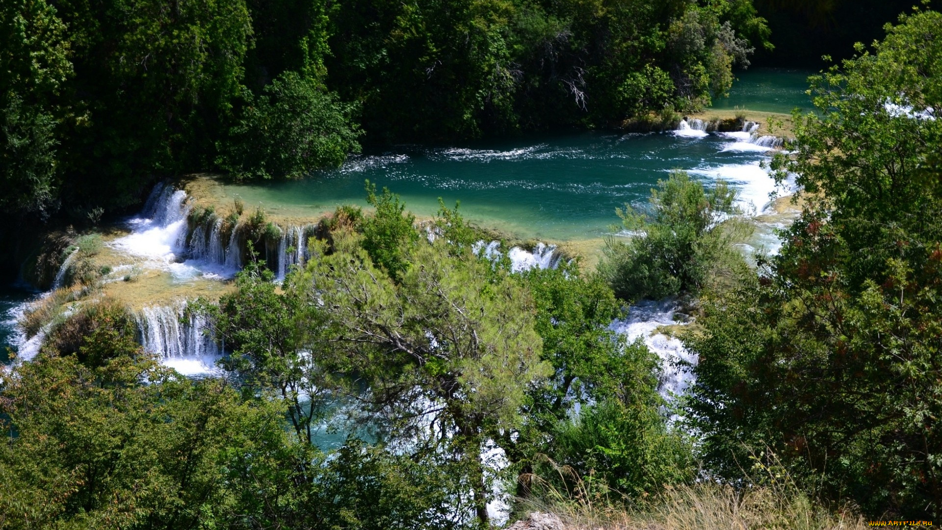 природа, водопады, водопад, вода, зелень