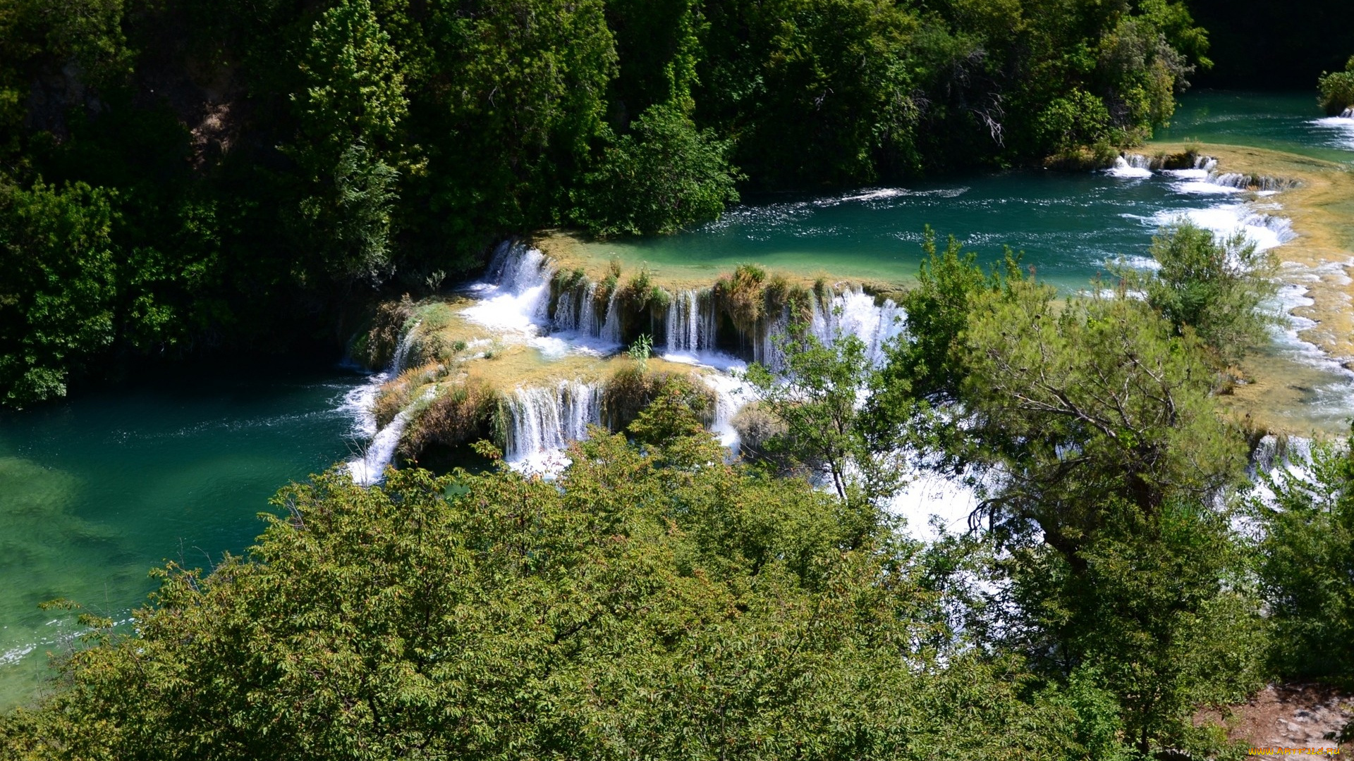 природа, водопады, водопад, вода, зелень