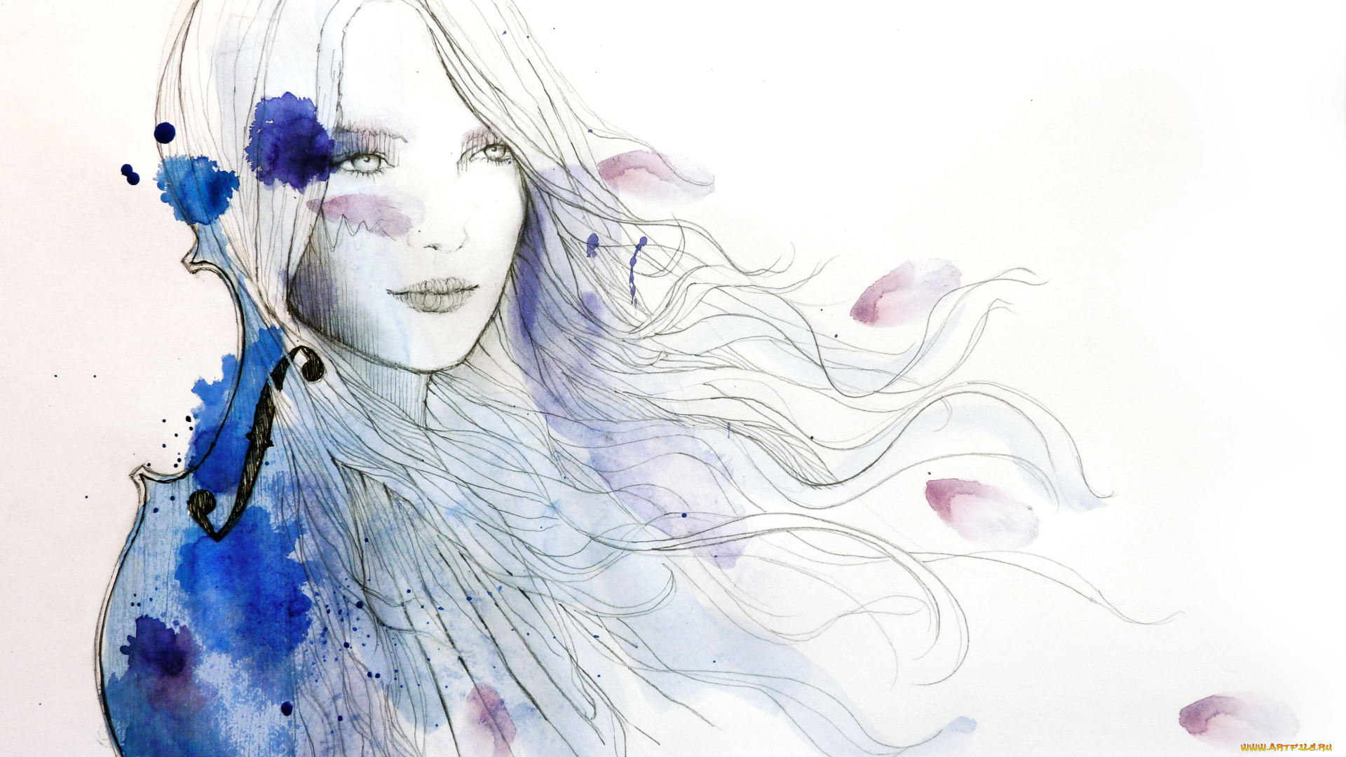 рисованные, люди, девушка, краска, кляксы, волосы