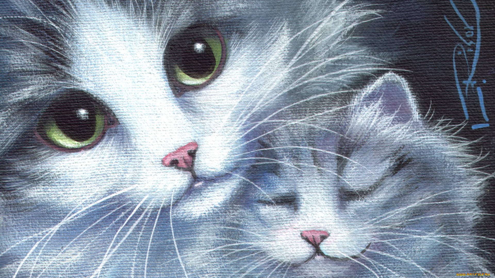 рисованные, животные, коты, кошки