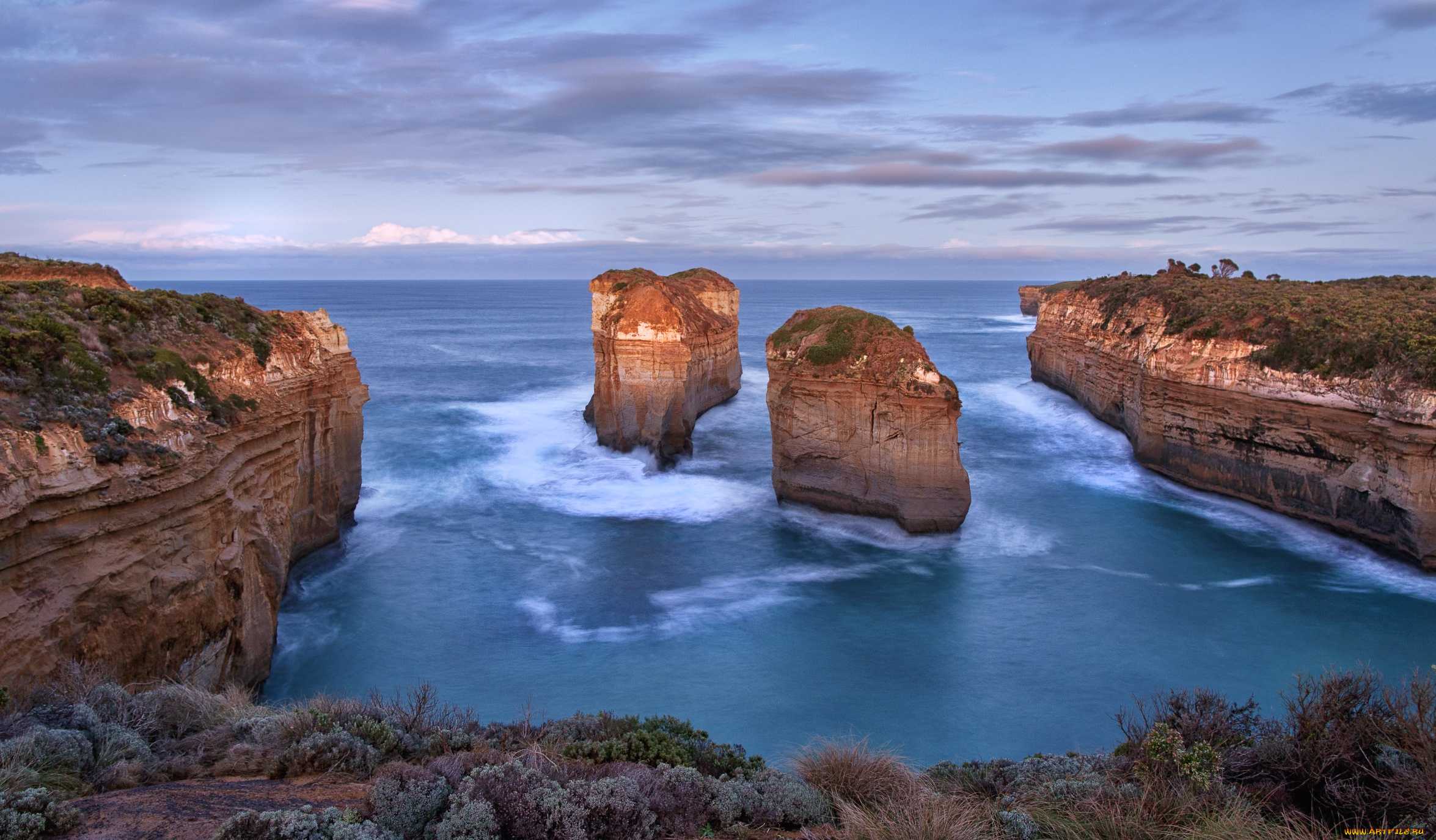 природа, побережье, вода, волны, скалы